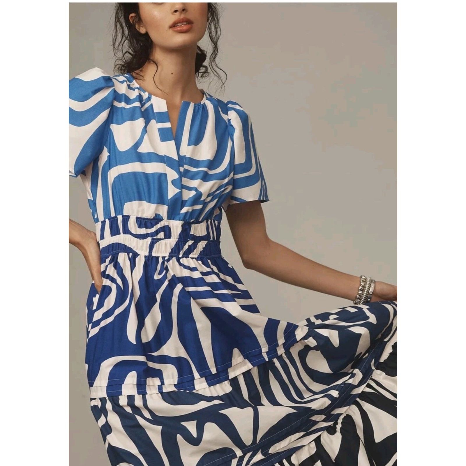 Anthropologie Anthropologie Slate Blue & White Somerset Maxi Dress XXS Size XXS / US 00 / IT 34 - 2 Thumbnail