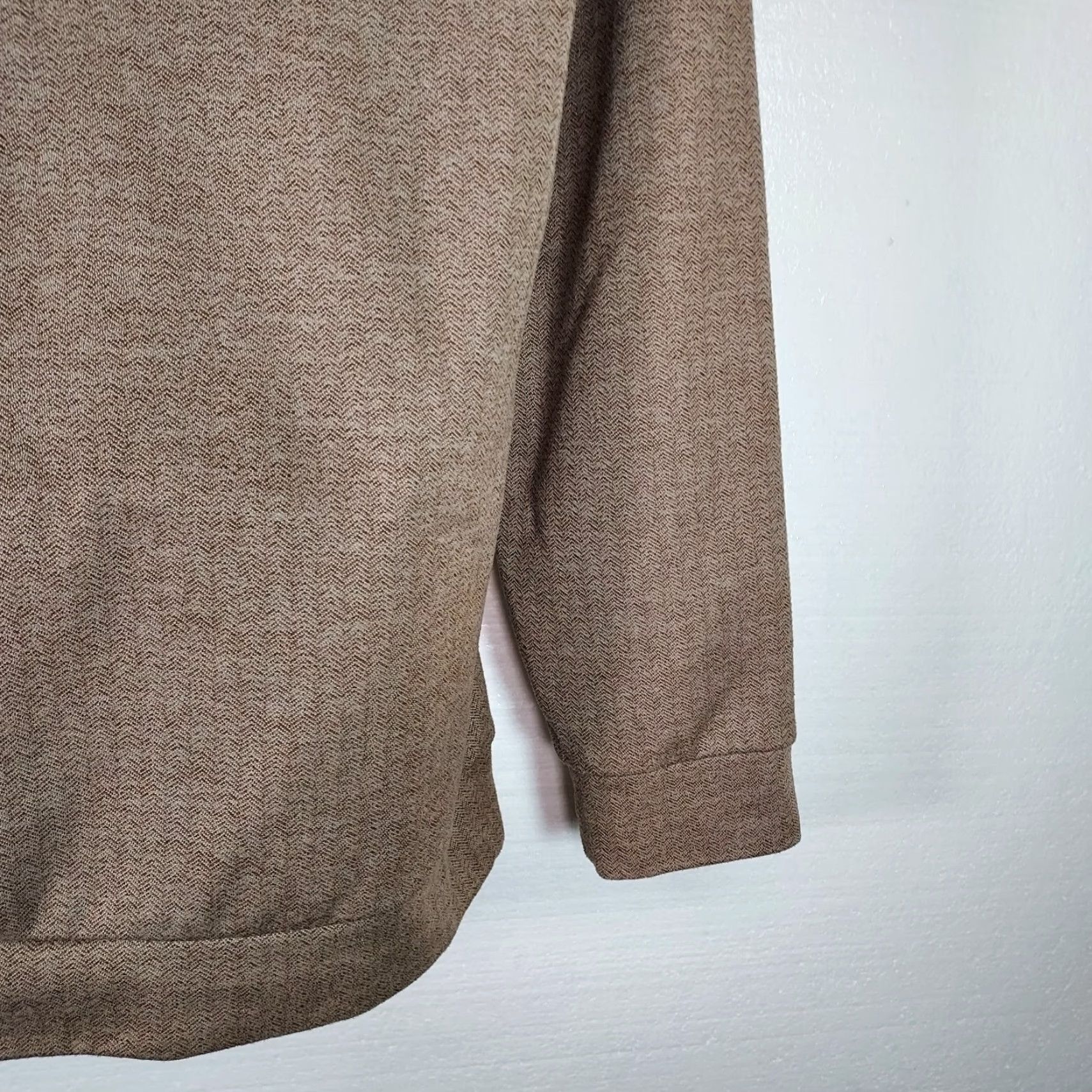 Roundtree & Yorke Roundtree & Yorke Performance Pullover Spandex 1/4 Snap Placket Brown L Large Mens Golf Activewear Mock Neck Knit Shirt Size US L / EU 52-54 / 3 - 6 Thumbnail