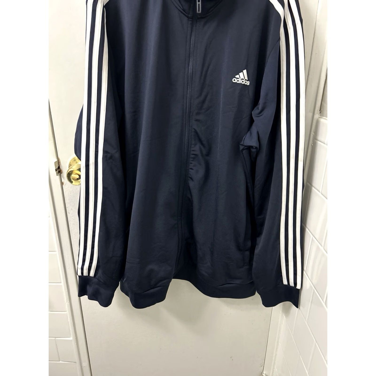 Adidas Adidas Track Jacket Mens 2XL Navy Blue Primegreen 3 Stripe Full Zip L/S Size US XXL / EU 58 / 5 - 3 Thumbnail