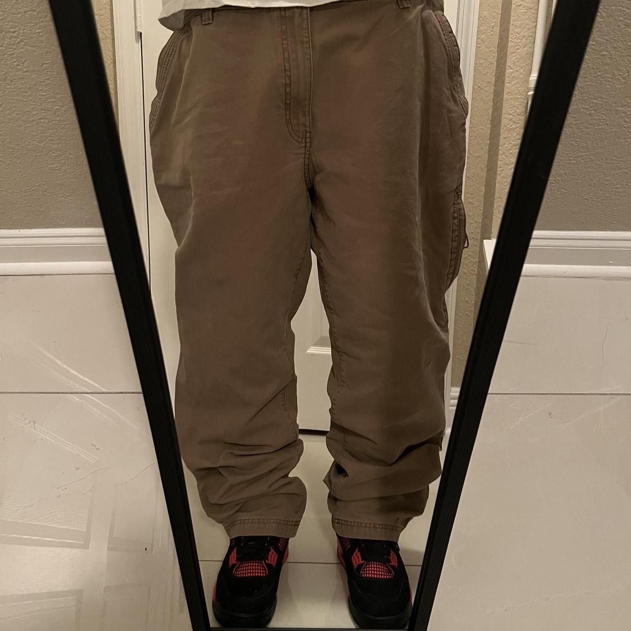 Japanese Brand × Vintage Vintage 2000s/Y2K Super Baggy Brown/Khaki Essential Pants! Size US 38 / EU 54 - 1 Thumbnail