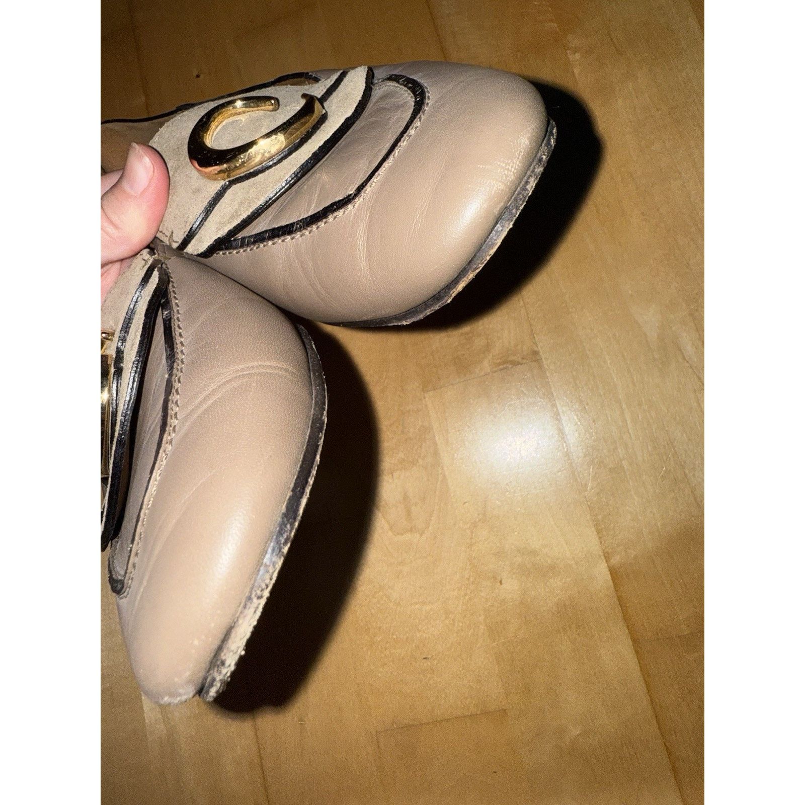 Chloe Chloe Leather Loafers Tan Taupe Logo Convertible Flats 40 Size US 9 / IT 39 - 5 Thumbnail