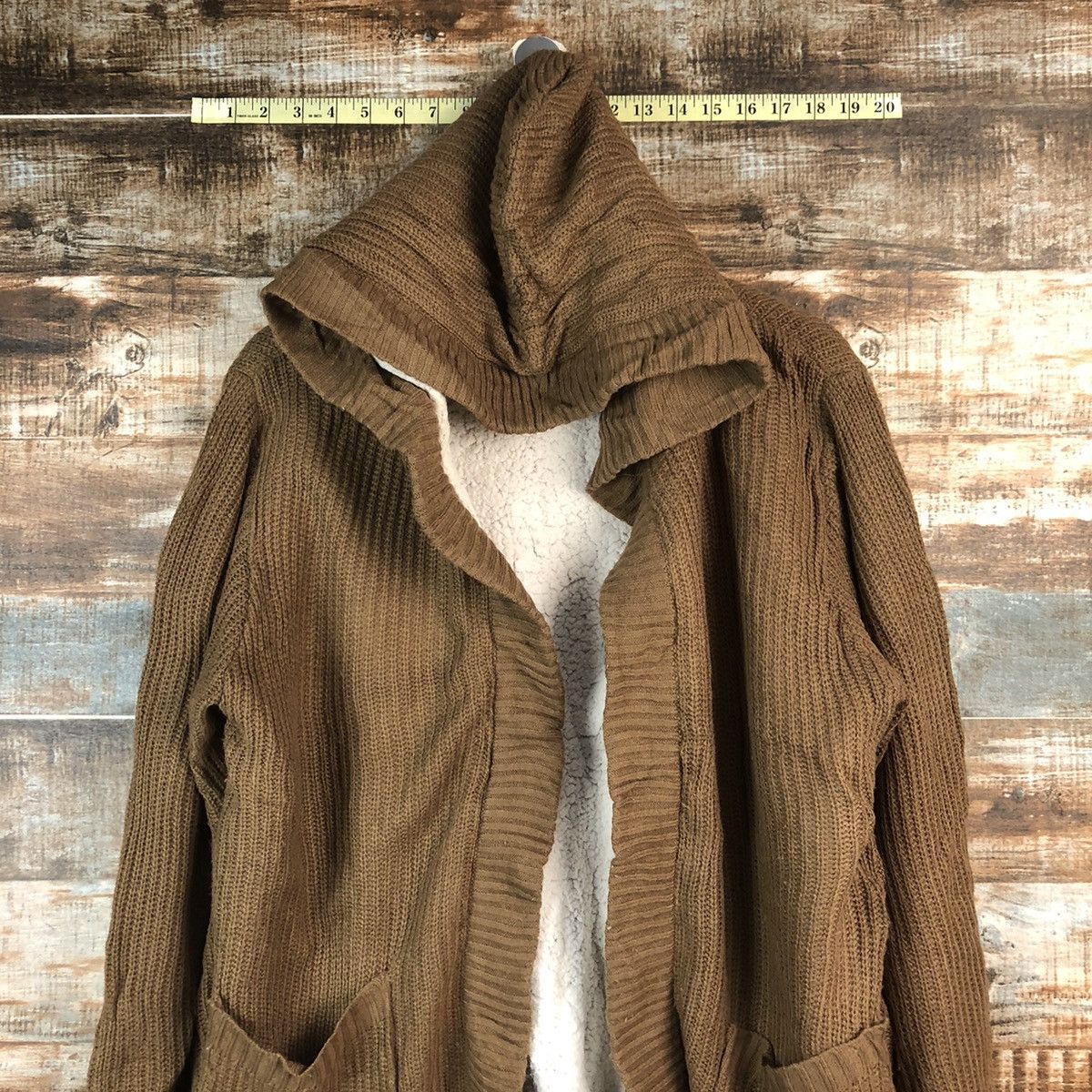 Homespun Knitwear Sugar Spoon Brown vintage japan Cardigan Hoodie #A2352 Size US L / EU 52-54 / 3 - 2 Thumbnail