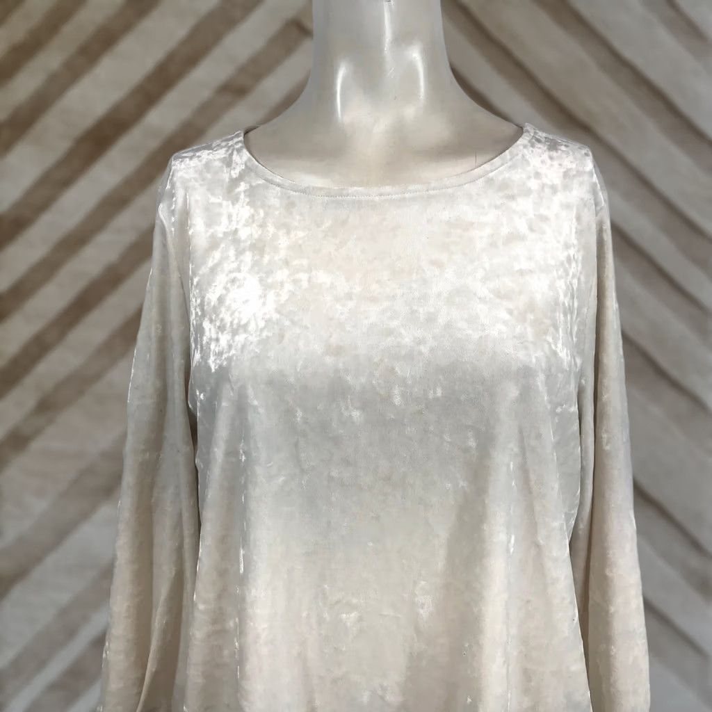J. Jill J. Jill Womens Champagne Velvet Scoop Neck Blouse Top Medium Size M / US 6-8 / IT 42-44 - 1 Thumbnail