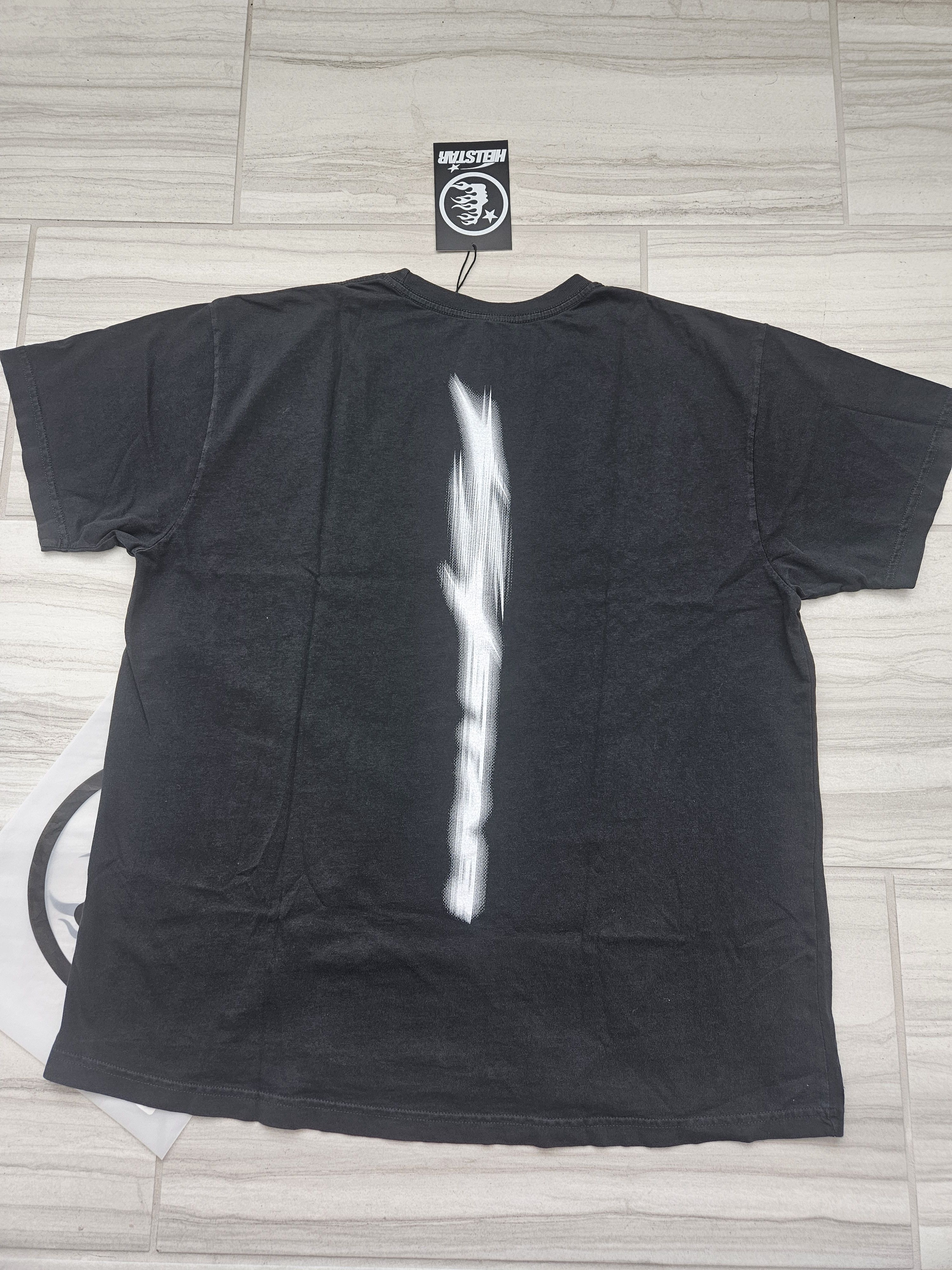 HELLSTAR H Star Black & White Blur Logo Black T Shirt Size US L / EU 52-54 / 3 - 2 Thumbnail