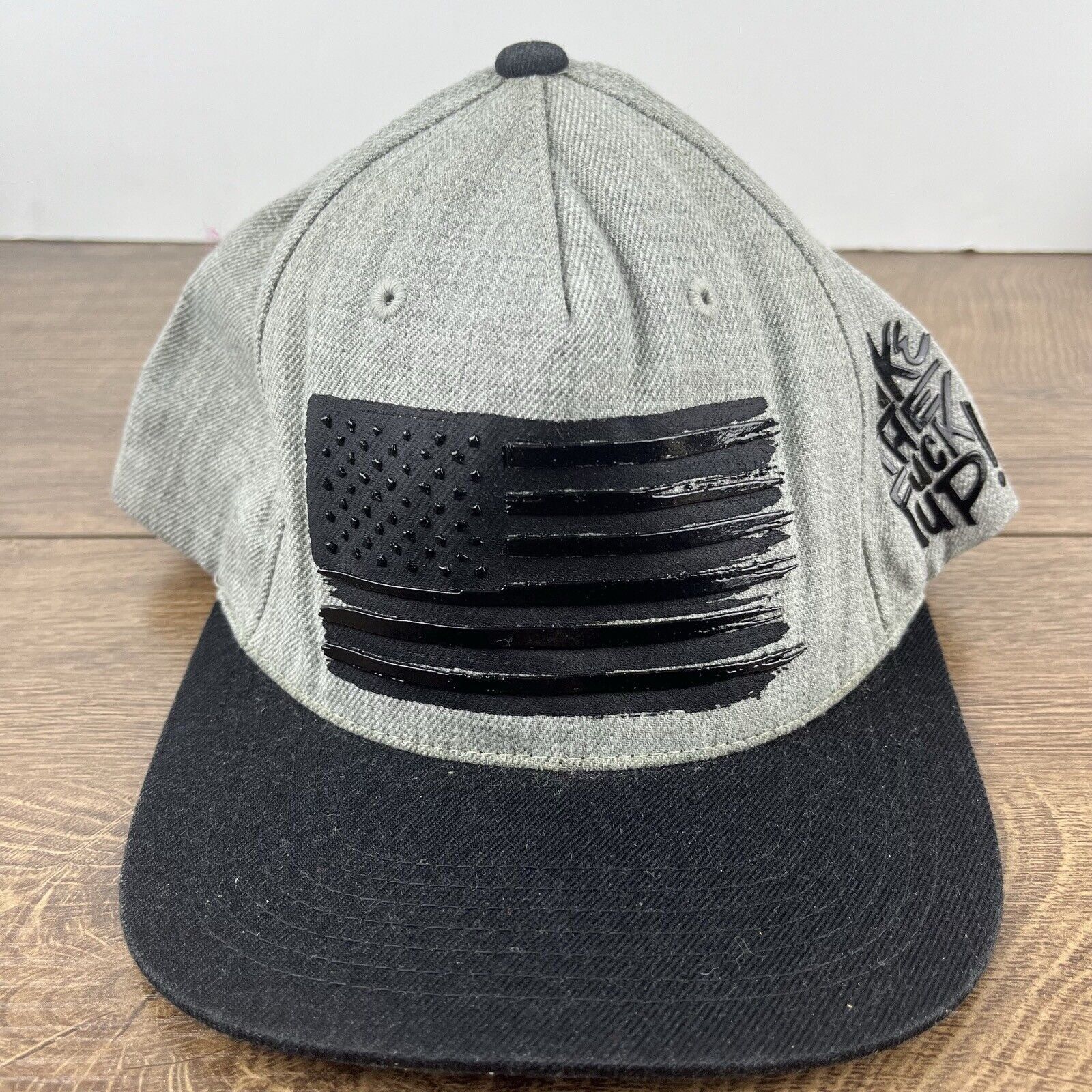 Other Wake the F Up Hat American Flag Snapback Hat Gray Adjustable Size ONE SIZE - 5 Thumbnail