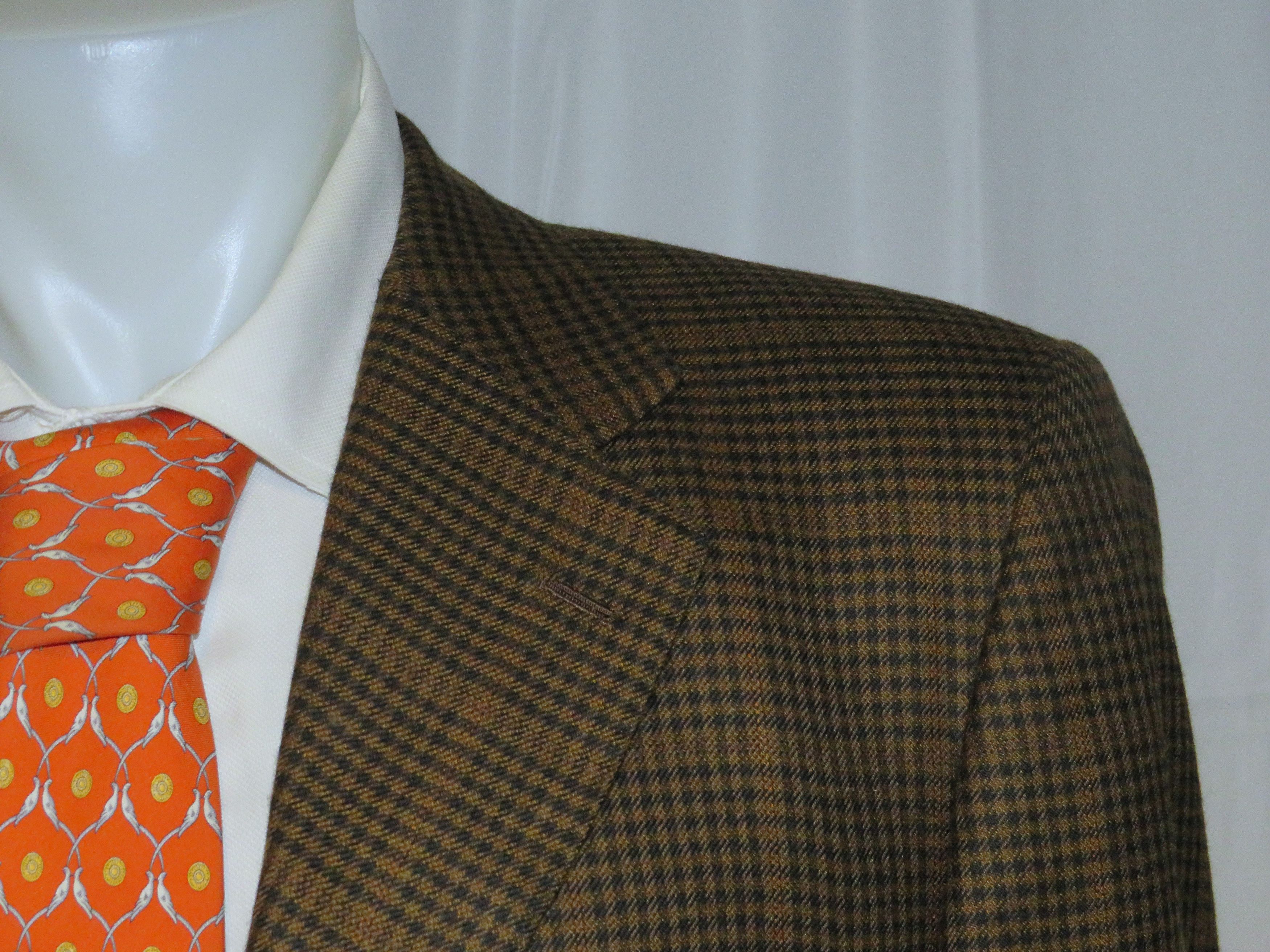 Kiton Vintage Brown Plaid 100% Cashmere Three Button Blazer 46L Size 46L - 5 Thumbnail