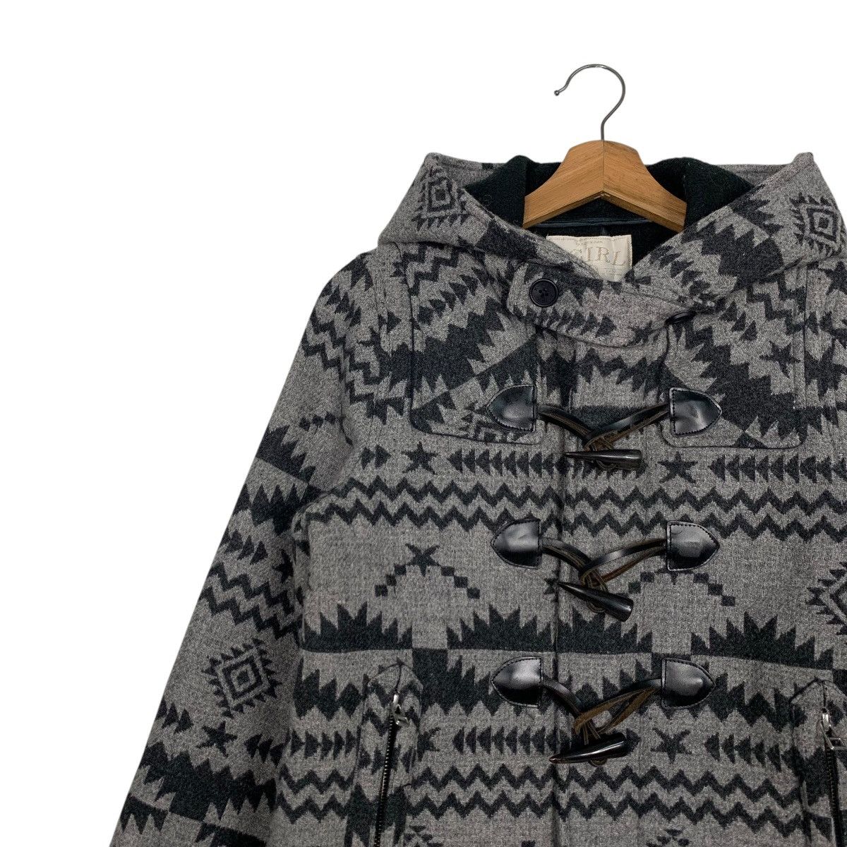 X-Girl X GIRL Black And Grey Aztec Design Duffle Coat #2695-C121 Size S / US 4 / IT 40 - 6 Thumbnail