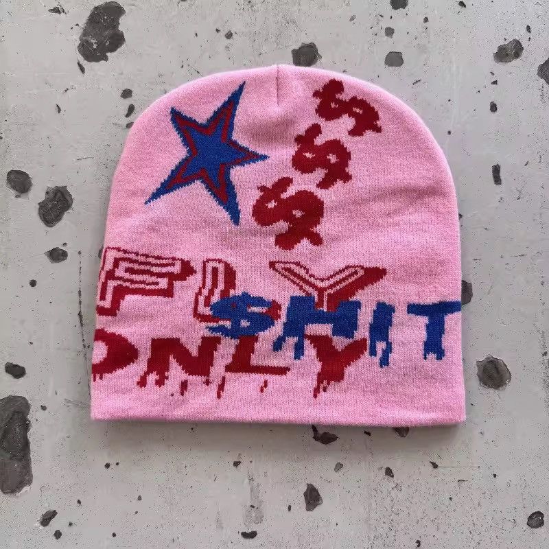 Japanese Brand Y2K Cyber Graphic Beanie | "FLY SHIT ONLY" Beanie Size ONE SIZE - 2 Thumbnail