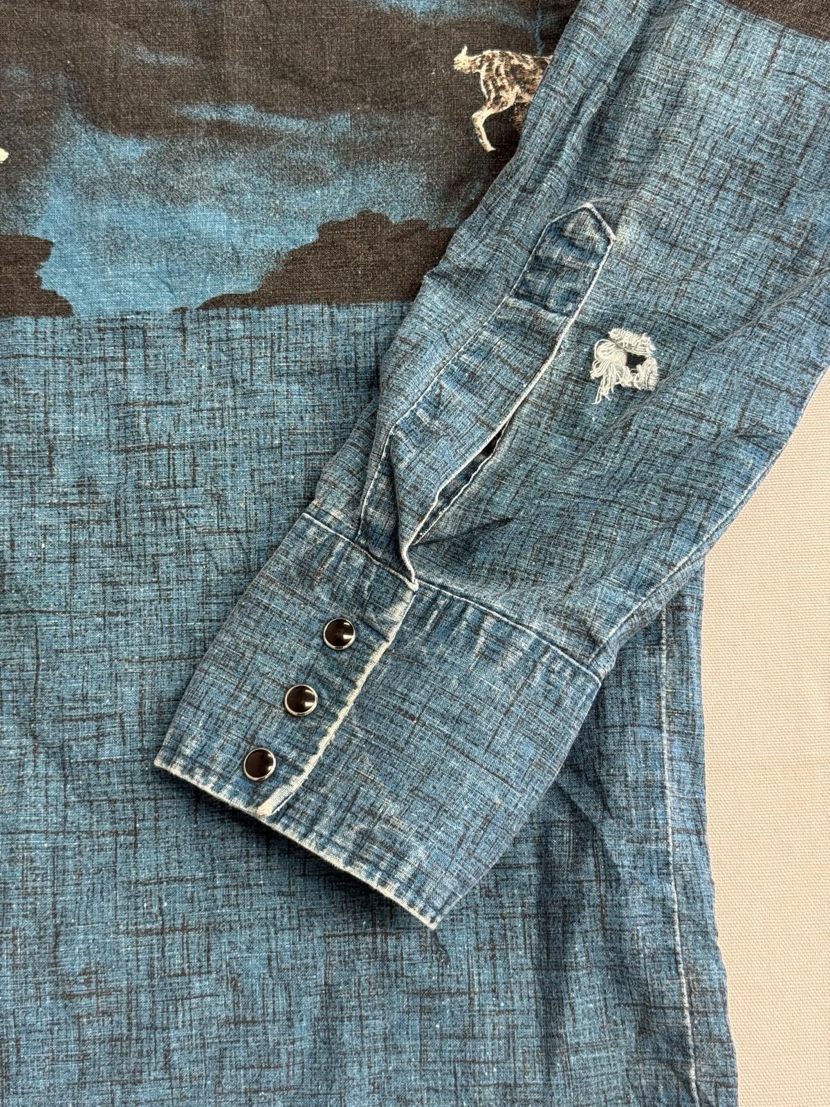 Wrangler Vintage Wrangler LS Howling Wolves Black Pearl Button Up XXL Size US XXL / EU 58 / 5 - 4 Thumbnail