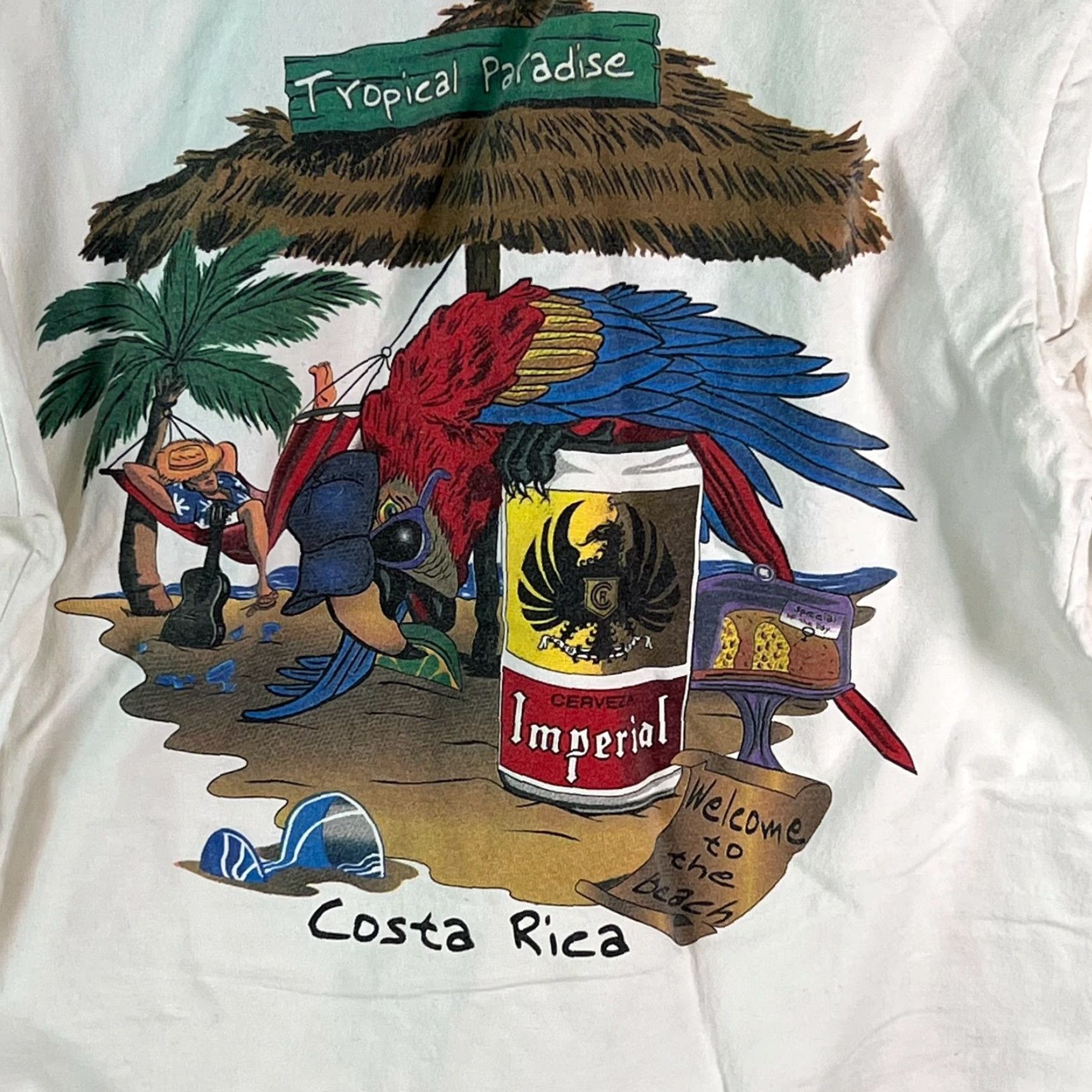 Imperial Imperial T-Shirt Mens VTG Costa Rica Tropical Paradise Short Sleeves White M Graphic Print Beach Beer Crew Neck Short Sleeve Logo Size US M / EU 48-50 / 2 - 3 Thumbnail