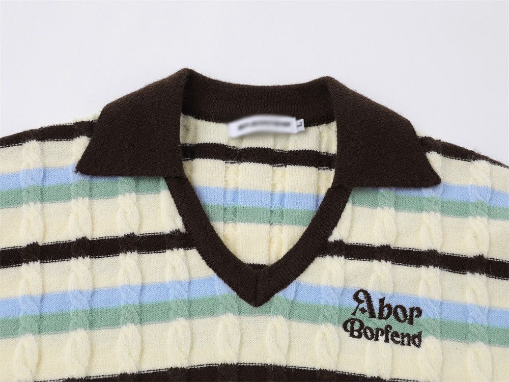 Vintage Men's casual loose striped lapel long-sleeved sweater Size US L / EU 52-54 / 3 - 3 Thumbnail
