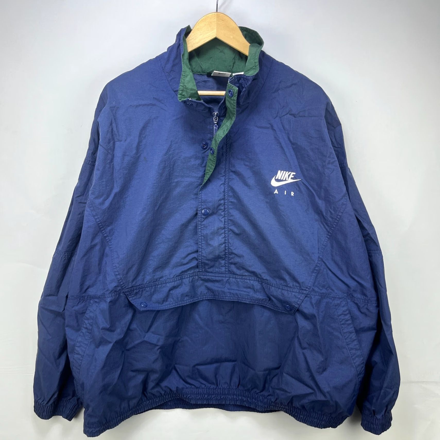 Nike VINTAGE Nike Air Windbreaker Anorak Jacket 2XL Mens Blue 90s Windbreaker Nike Air 90s Mens Size US XXL / EU 58 / 5 - 2 Thumbnail