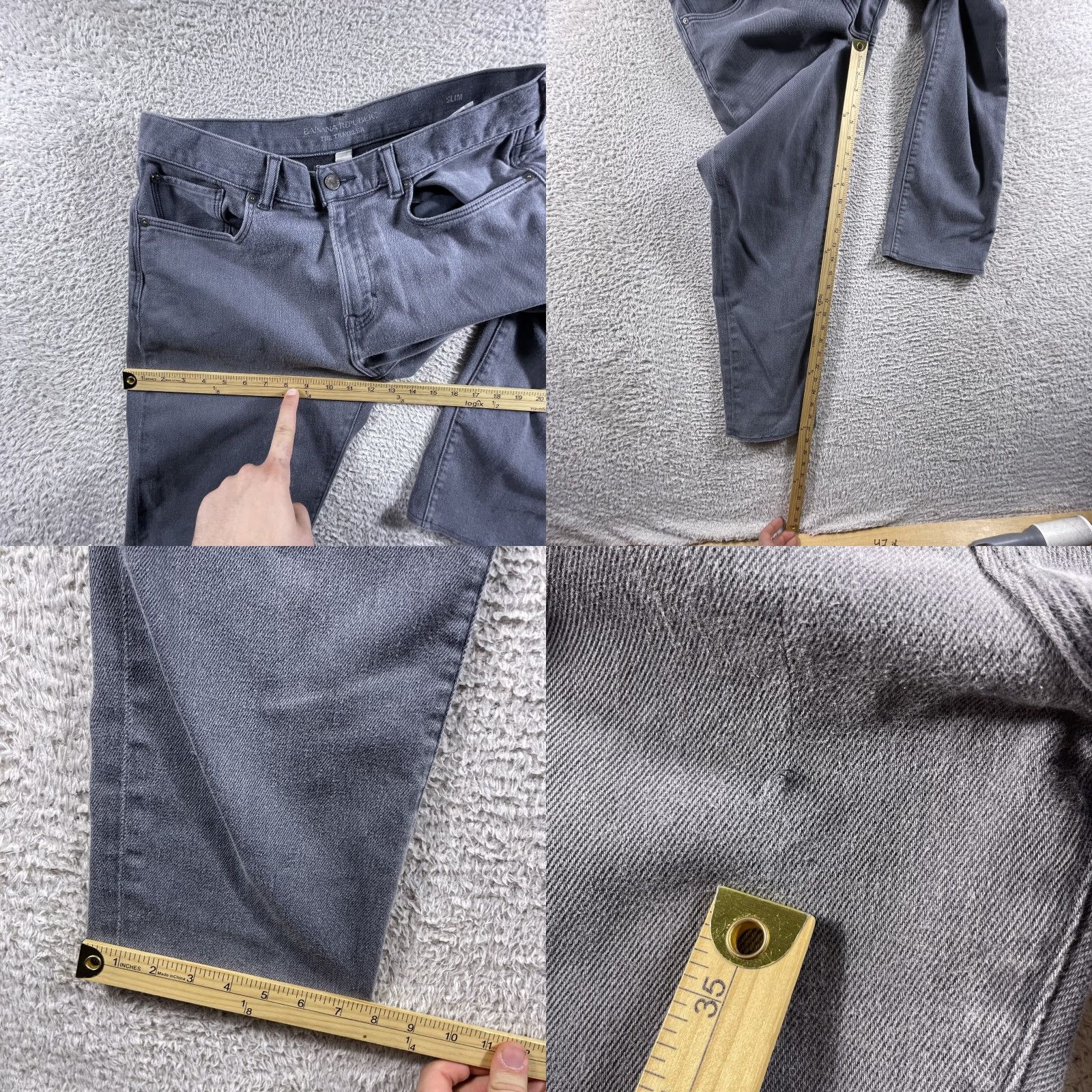 Banana Republic Banana Republic Traveler Jeans Mens 35x27 Gray Slim Denim Stretch Straight Hemmed Size US 35 - 8 Thumbnail