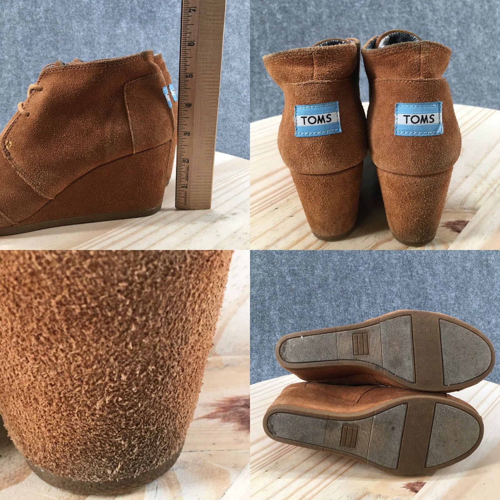 Toms TOMS Boots Womens 7.5 Desert Wedge Ankle Bootie Brown Suede Lace Up Casual Shoes Size US 8 / IT 38 - 8 Thumbnail