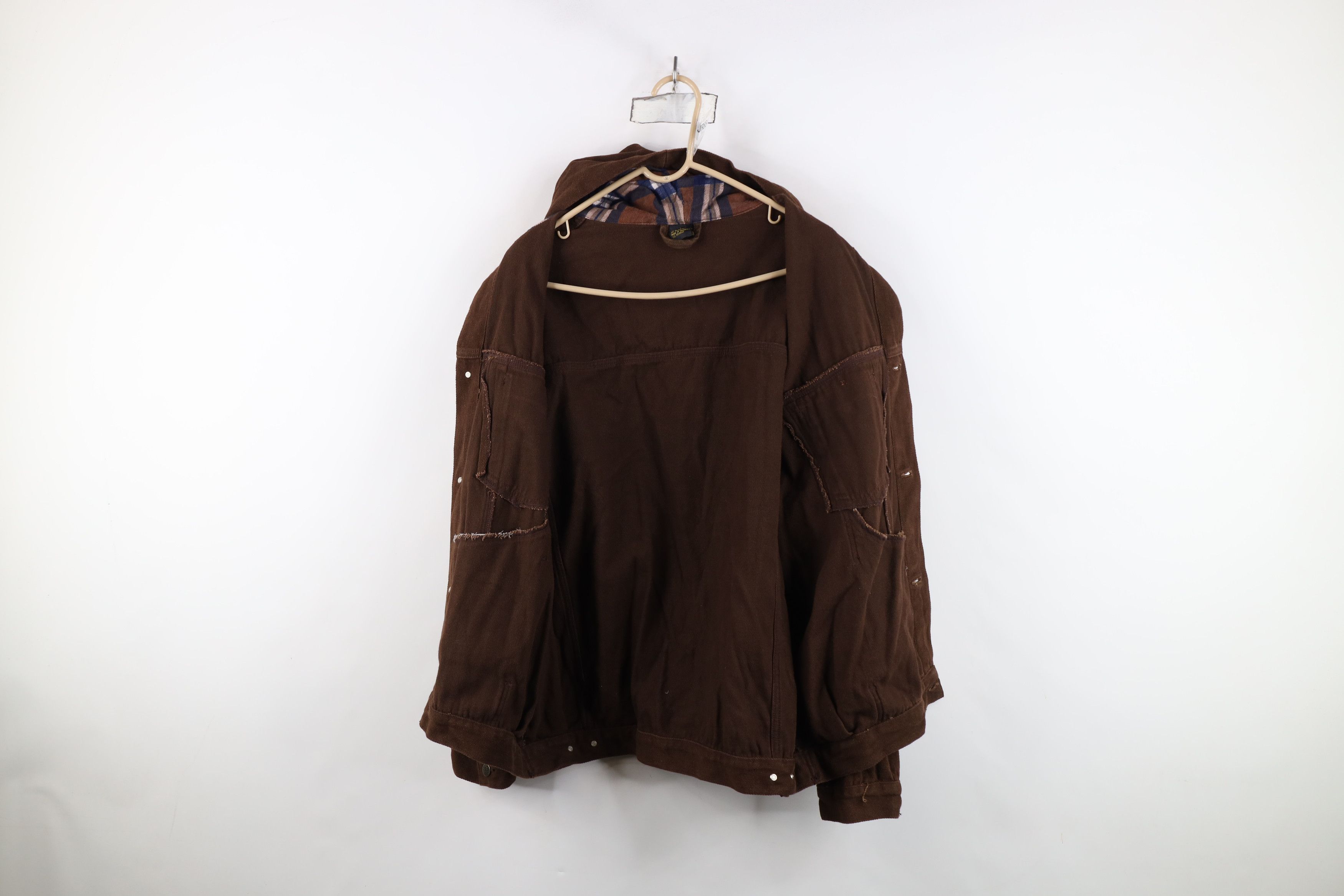 Vintage Vintage 90s Streetwear Fit Hooded Denim Trucker Jacket Brown Size US L / EU 52-54 / 3 - 10 Thumbnail
