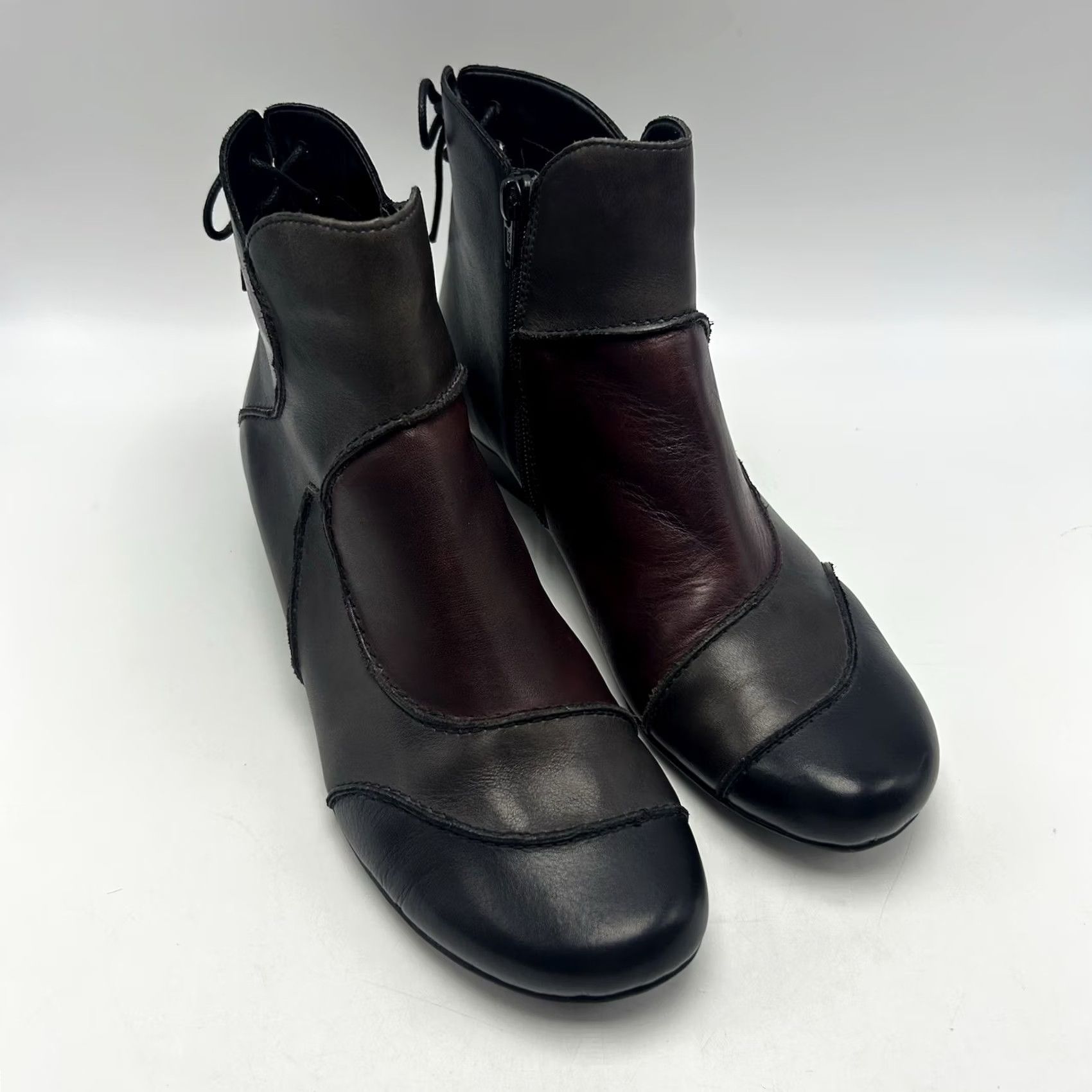 Vintage Remonte Womens Bootie Ankle Boot Heels Casual Red Black Brown 40 8.5 Zipper Size US 9 / IT 39 - 4 Thumbnail