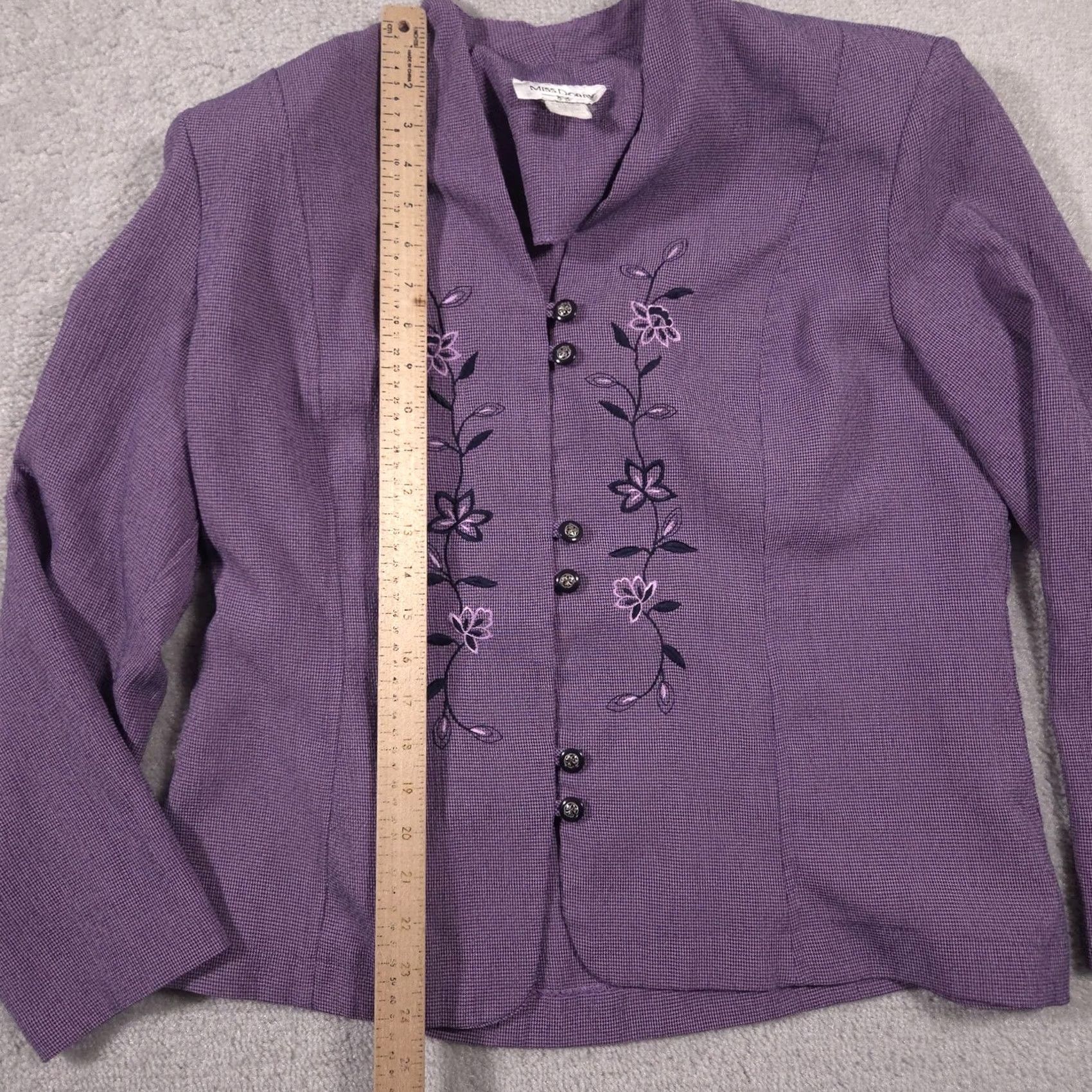 Vintage VINTAGE Miss Dorby Jacket Womens 18 Purple Floral Embroidered Button Front Dressy Top Size XXL / US 16-18 / IT 52-54 - 6 Thumbnail