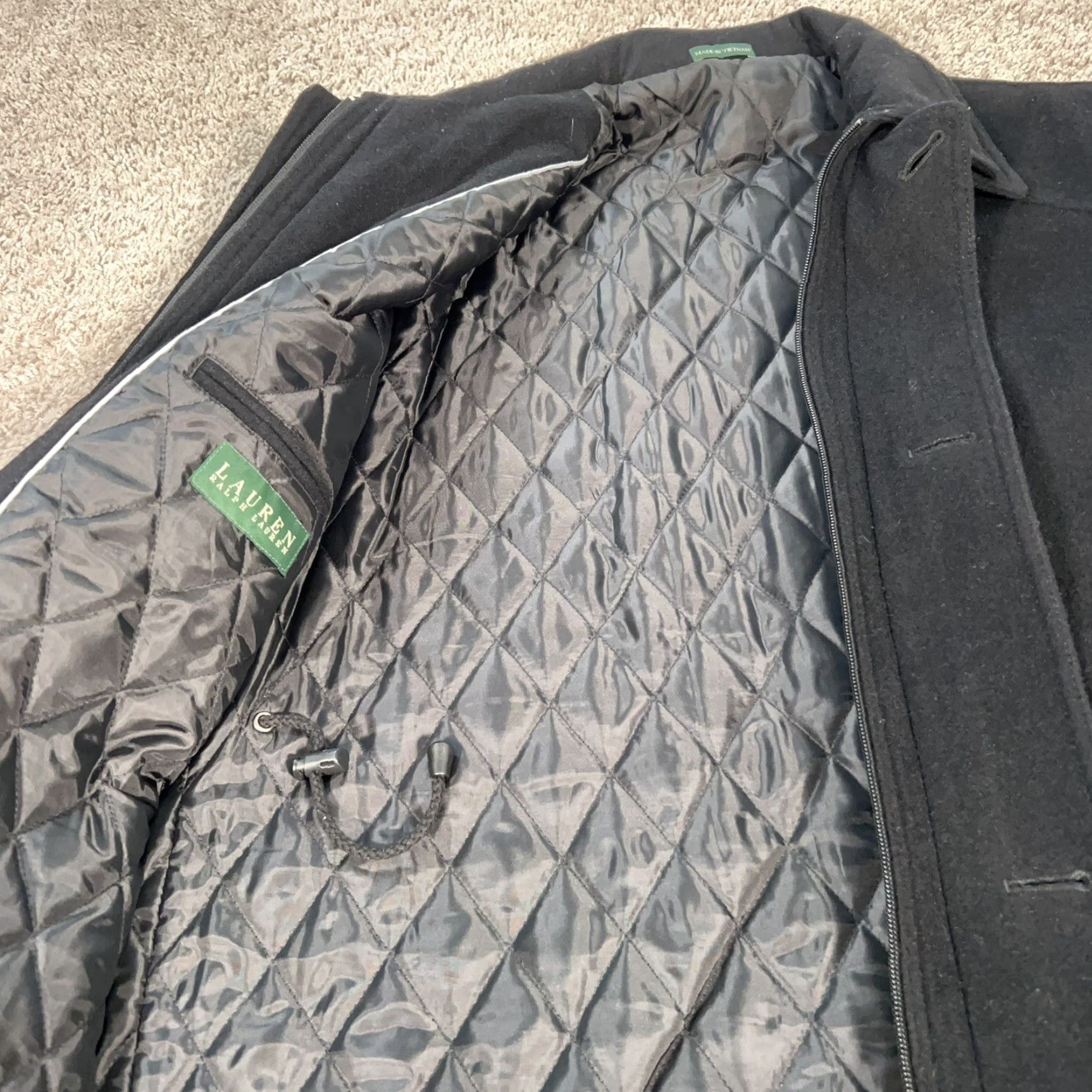 Ralph Lauren VINTAGE Lauren Ralph Lauren Jacket Mens 46R Black Wool Quilted Lined Drawstring Daywear Accessories Womens? Size US S / EU 44-46 / 1 - 4 Thumbnail