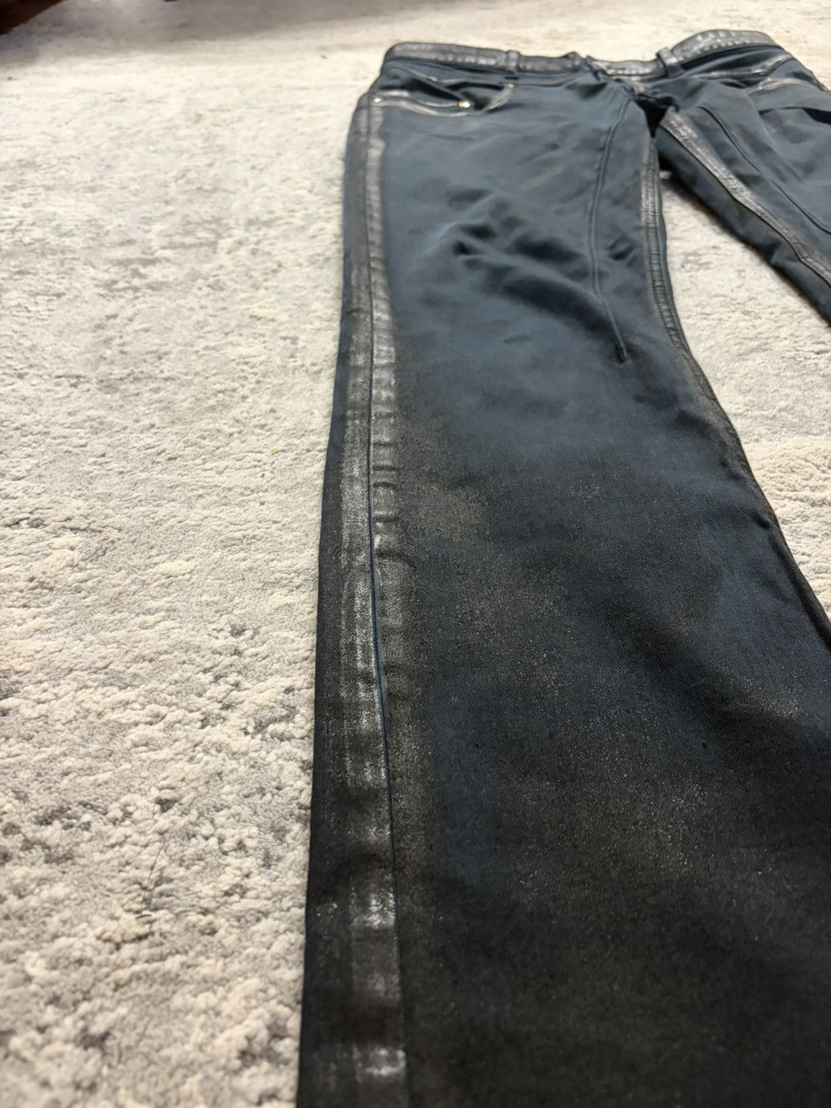 JACKROSE Coated Seam Bootcut Denim Black Size US 33 - 7 Thumbnail