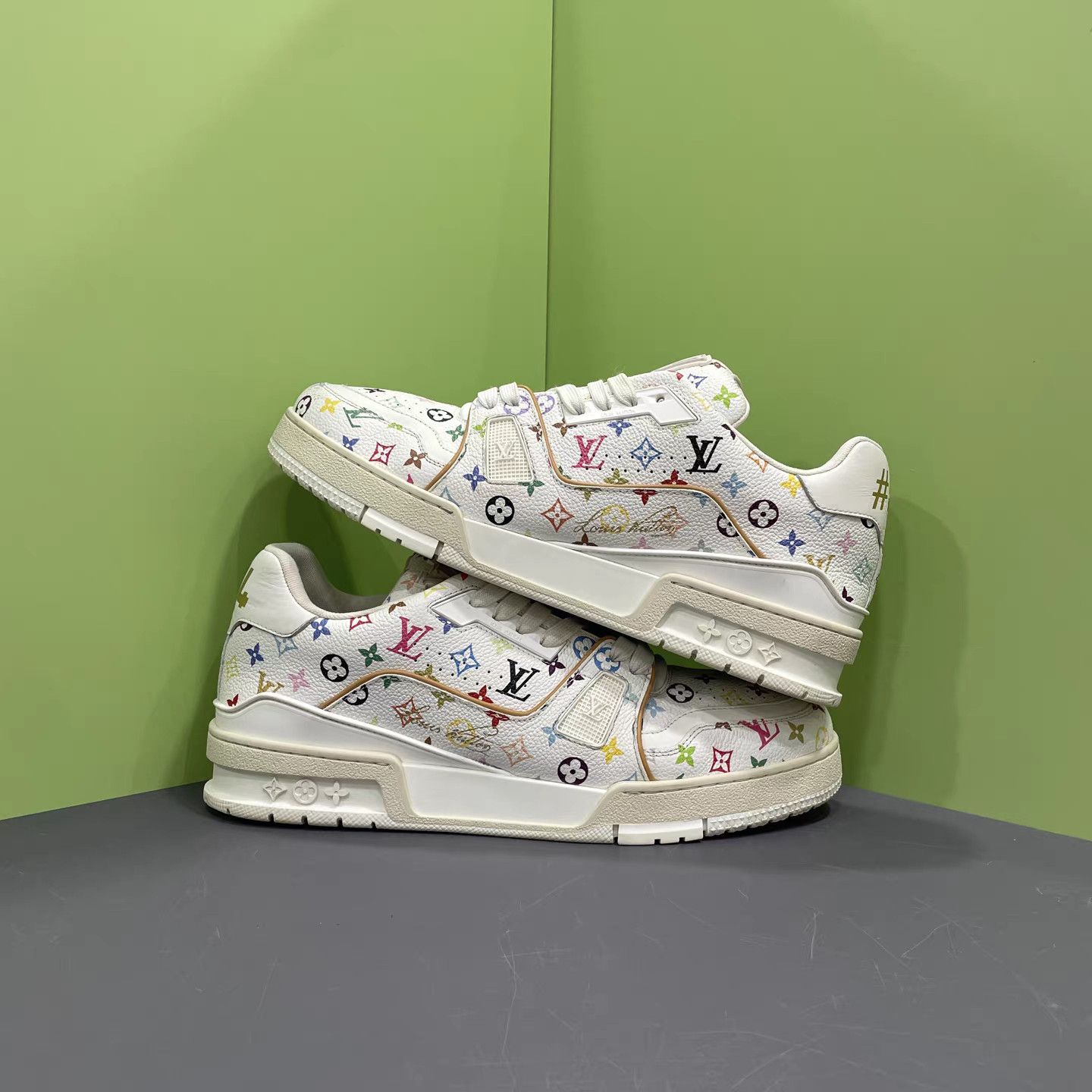 Louis Vuitton LV Trainer × Takashi Murakami White Multicolor K15 Size US 8 / EU 41 - 4 Thumbnail