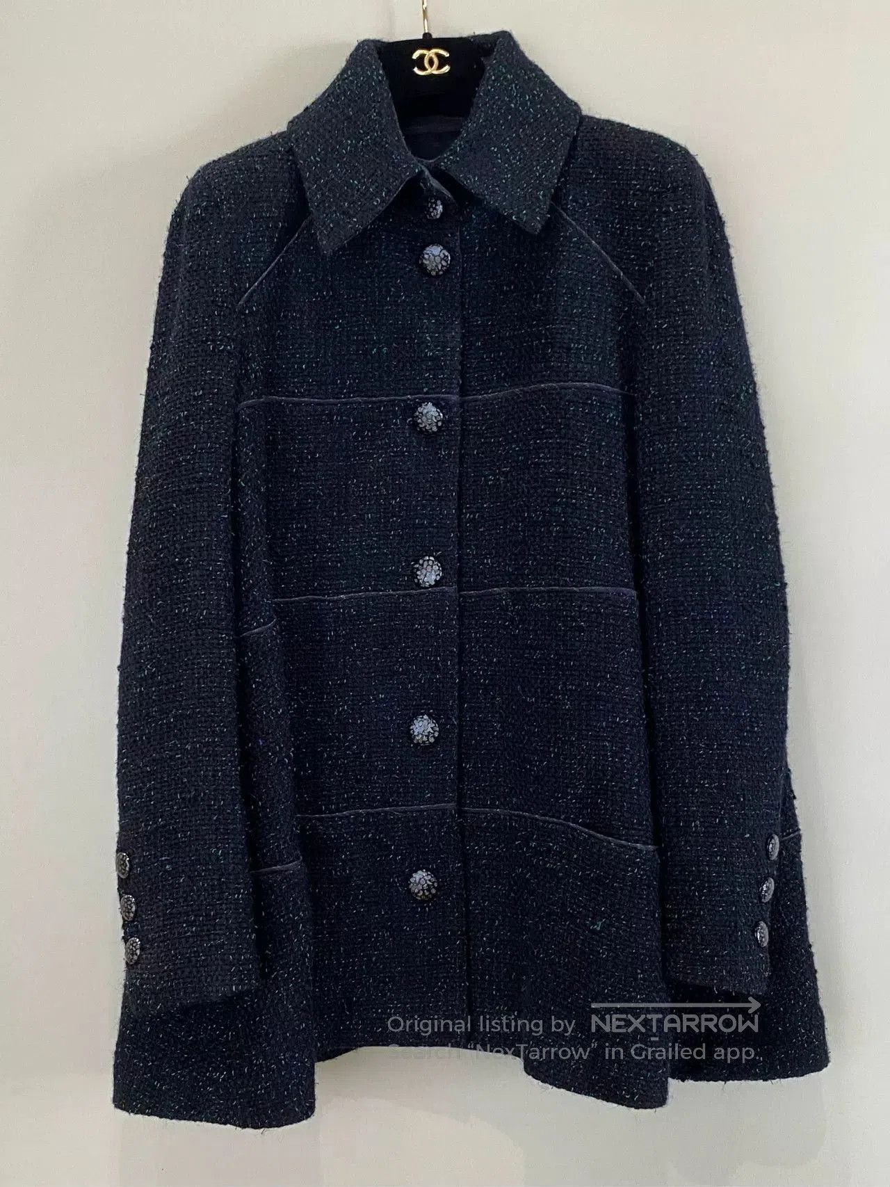Chanel Chanel 18k Forest Green Tweed Collar Coat. Size US M / EU 48-50 / 2 - 1 Thumbnail