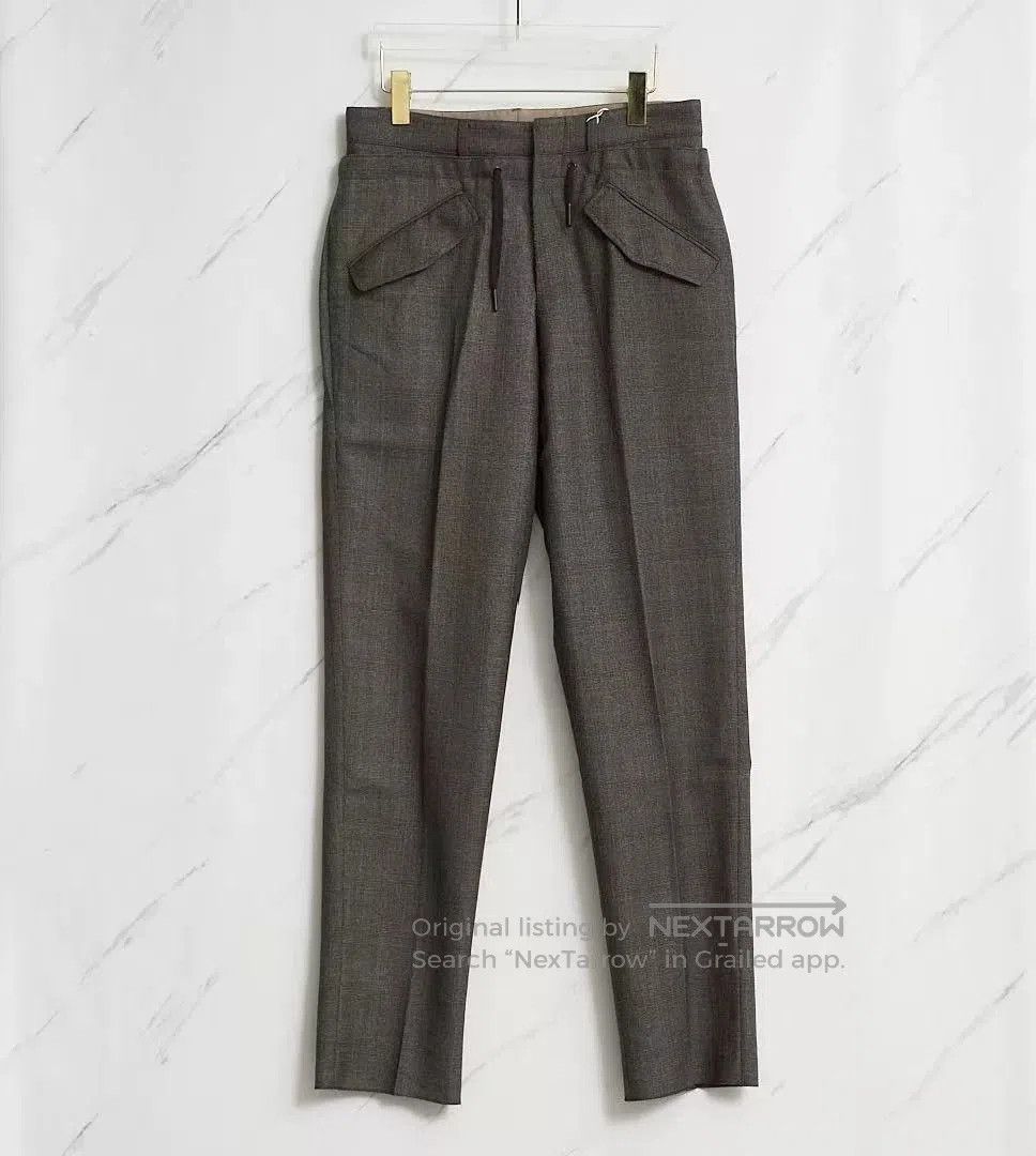 Saint Laurent Paris Saint Laurent Brown Checkered Drawstring Pants. Size US 28 / EU 44 - 1 Thumbnail