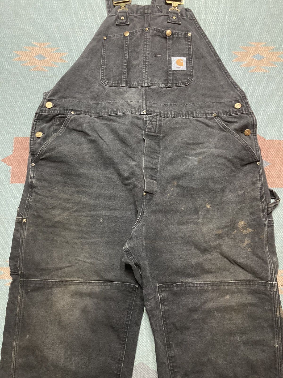 Carhartt × Vintage Vtg Carhartt overalls bibs faded double knee carpenter 42x28 Size US 42 / EU 58 - 3 Thumbnail