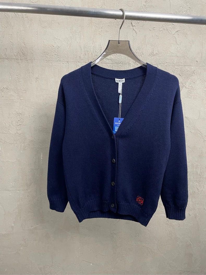 Loewe LOEWE Blue and green embroidered small Logo wool sweater Size S / US 4 / IT 40 - 1 Thumbnail