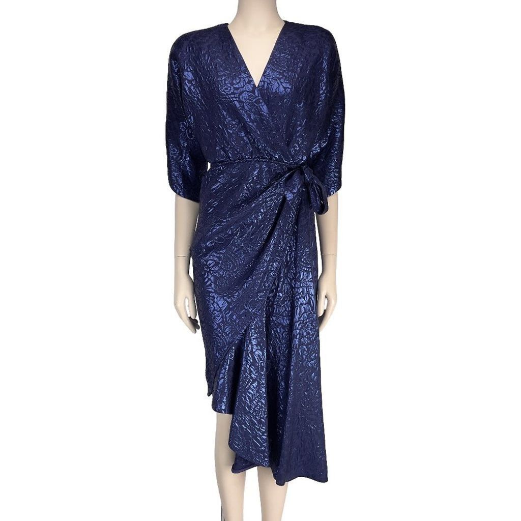 Etro ETRO 2480$ NWT Metallic Cloqué Floral Dress Royal blue IT 40 Size S / US 4 / IT 40 - 3 Thumbnail