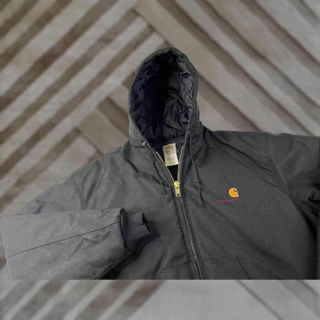 Carhartt VINTAGE Carhartt Jacket Men 3XL Black Hooded USA Bomber Jacket insulating Lined Pockets Union Made Canvas Nylon Zip Short Sized Regular Size US XXL / EU 58 / 5 - 1 Thumbnail
