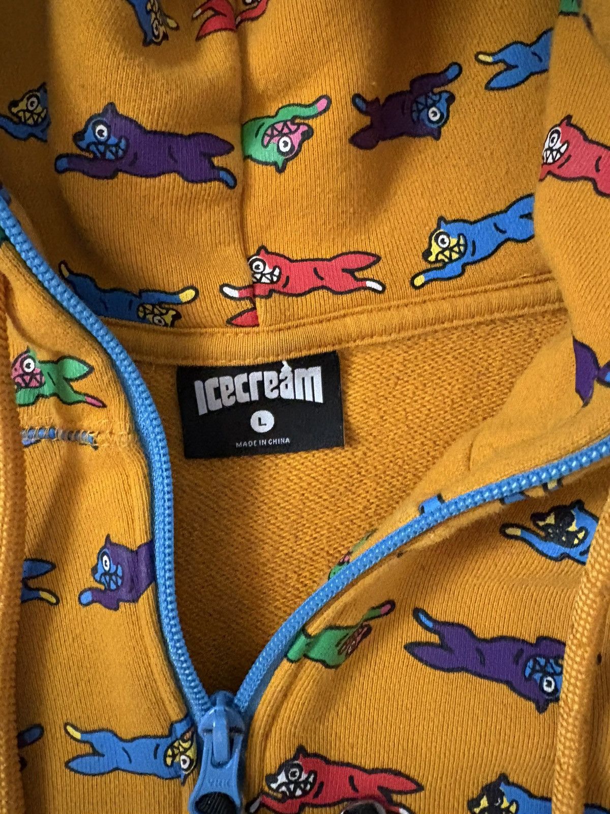 Billionaire Boys Club Mens L Yellow Ice Cream BBC SS22 Running Dog Full Zip Hoodie Size US L / EU 52-54 / 3 - 2 Thumbnail