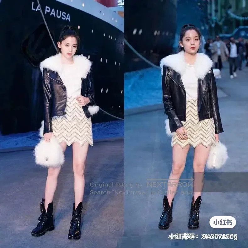 Chanel Chanel Hamburg Series Black Fur Collar Leather Jacket Size XXS / US 00 / IT 34 - 8 Thumbnail