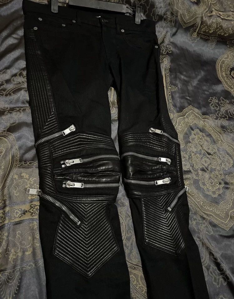 Saint Laurent Paris Saint Laurent SLP Paris Split Leather Motorcycle Jeans Size US 30 / EU 46 - 2 Thumbnail