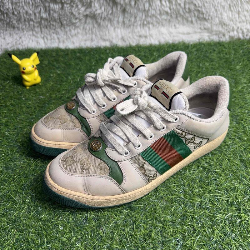 Gucci Gucci Screener Green Leather Sneakers for Men 0079 Size US 8 / EU 41 - 1 Thumbnail
