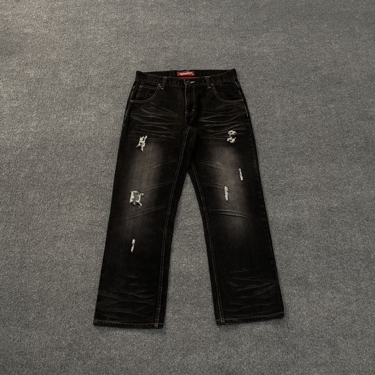 Japanese Brand Japanese Nylaus Jeans Faded Ripped Denim Slight Flared Pants Size US 33 - 1 Thumbnail