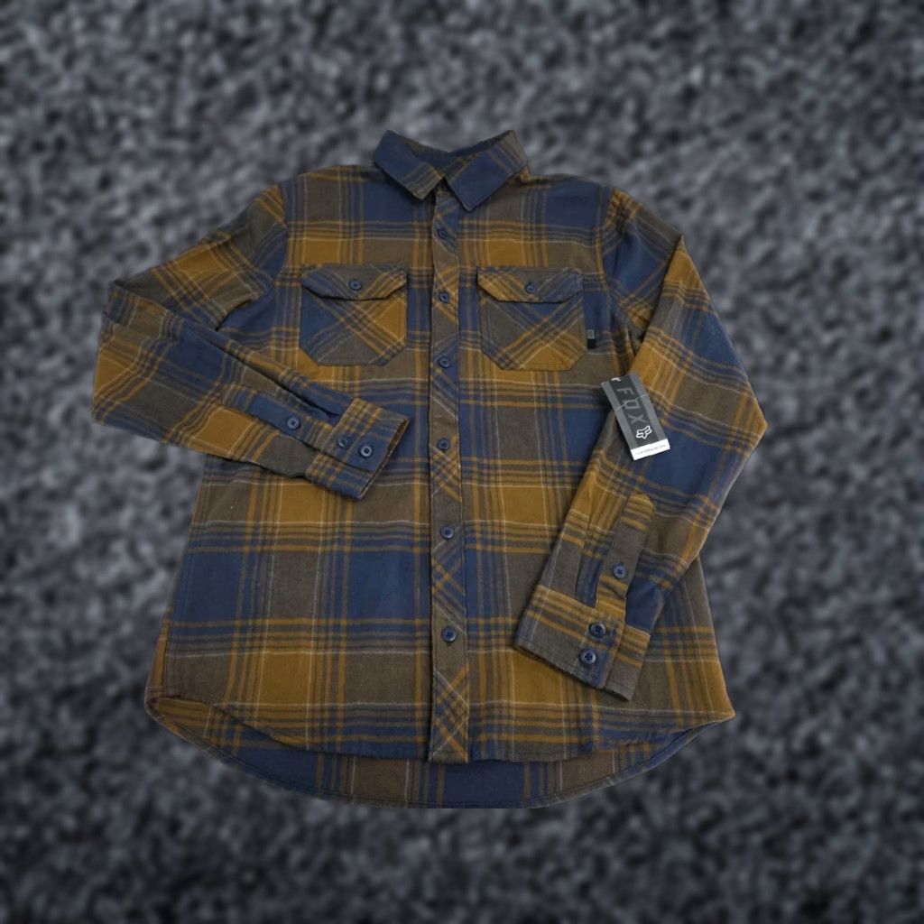 Fox Racing Fox Racing Mens Long Sleeve Button-Up Flannel Shirt Brown/Blue Plaid S Size US S / EU 44-46 / 1 - 1 Thumbnail