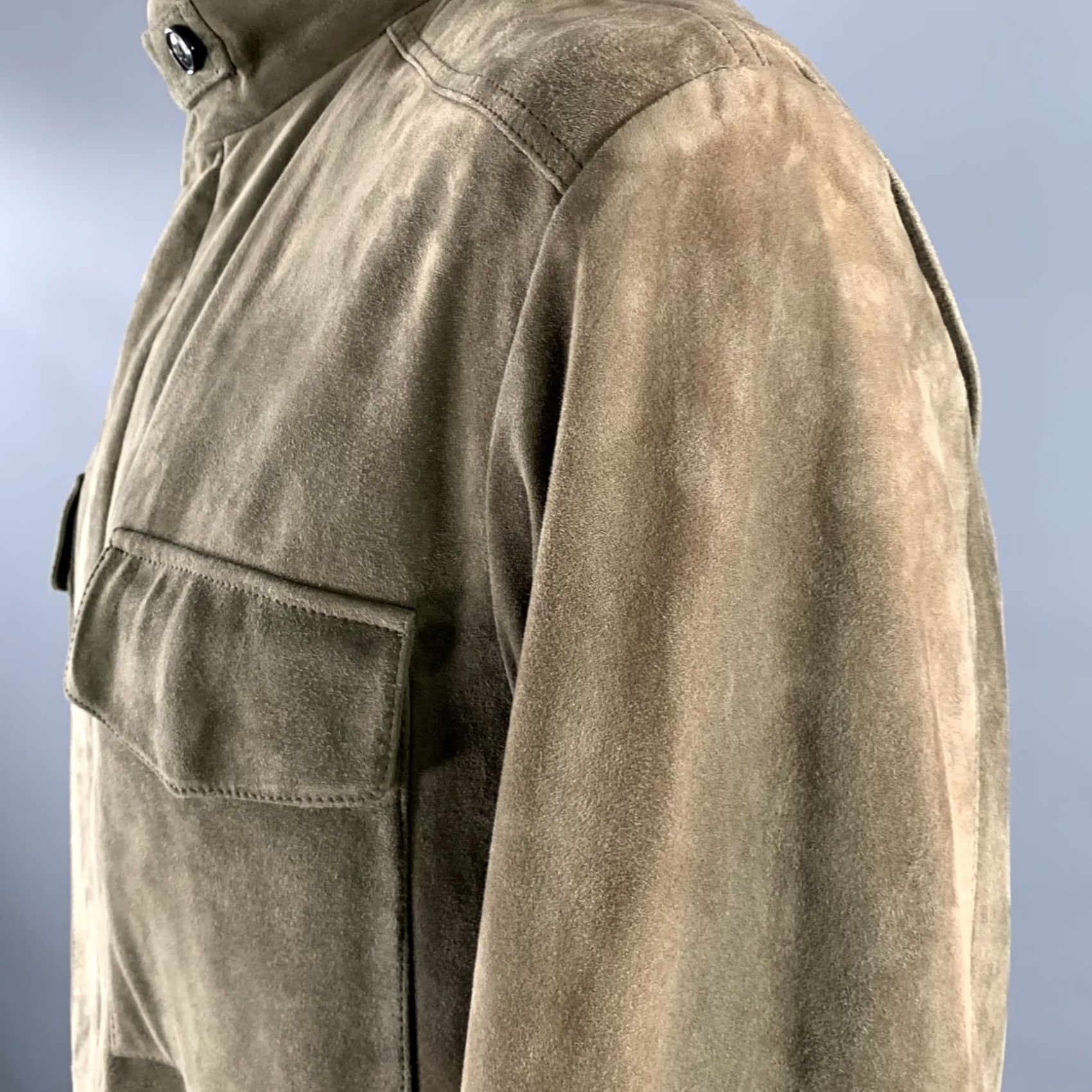 Loro Piana LORO PIANA Suede Field Jacket XXL Khaki Solid Size US XXL / EU 58 / 5 - 6 Thumbnail