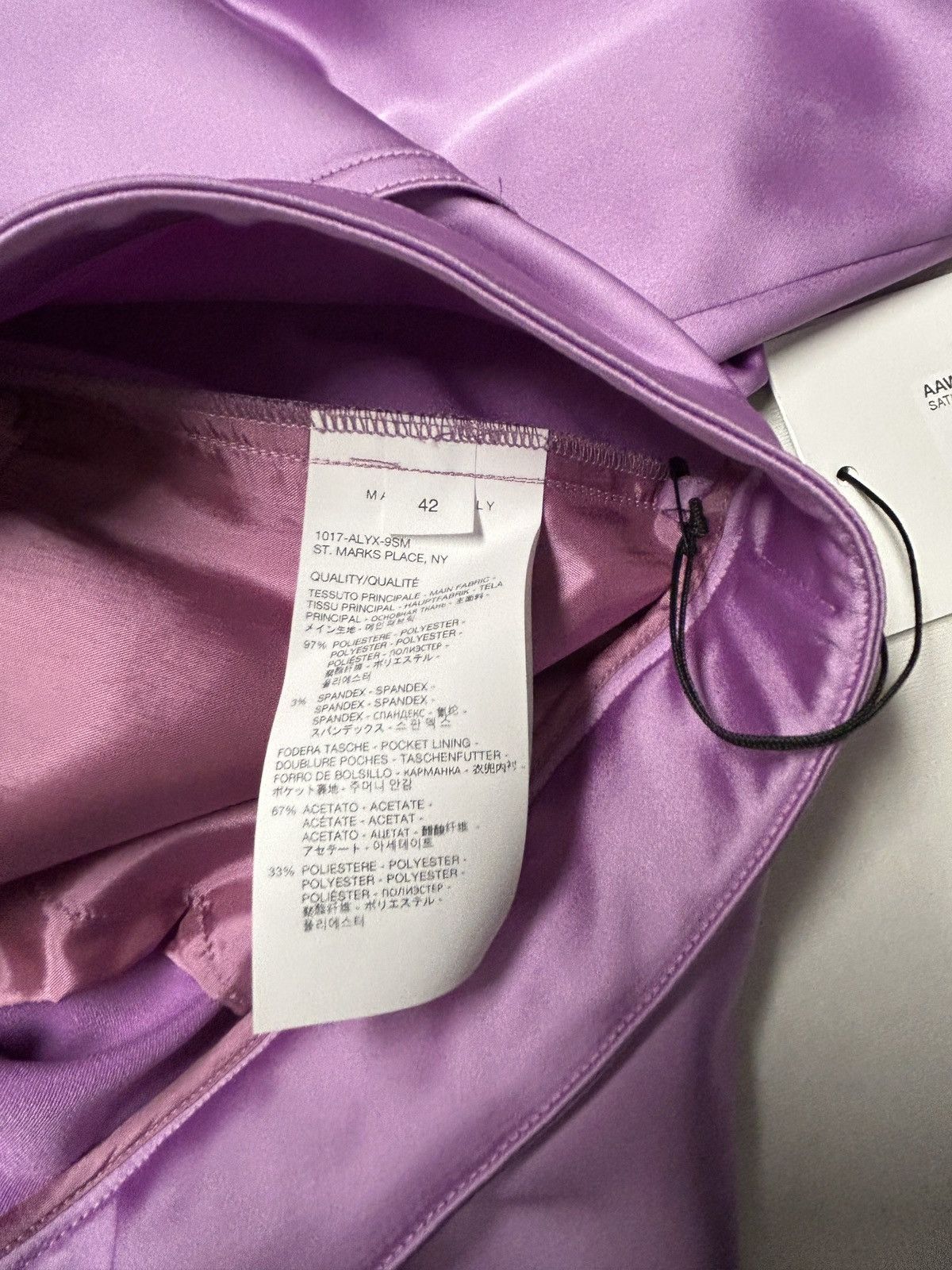 1017 ALYX 9SM SS2023 Purple Satin Rollercoaster Buckle Flared Pant Size US 31 - 10 Thumbnail