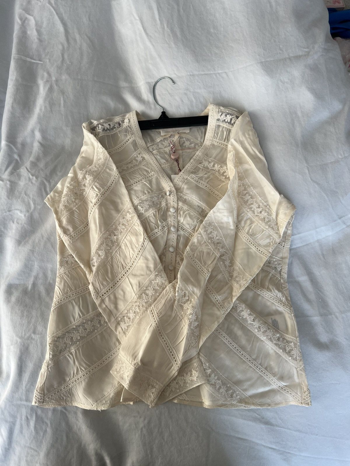 LoveShackFancy Tandra V-Neck Blouse Size XXS / US 00 / IT 34 - 3 Thumbnail