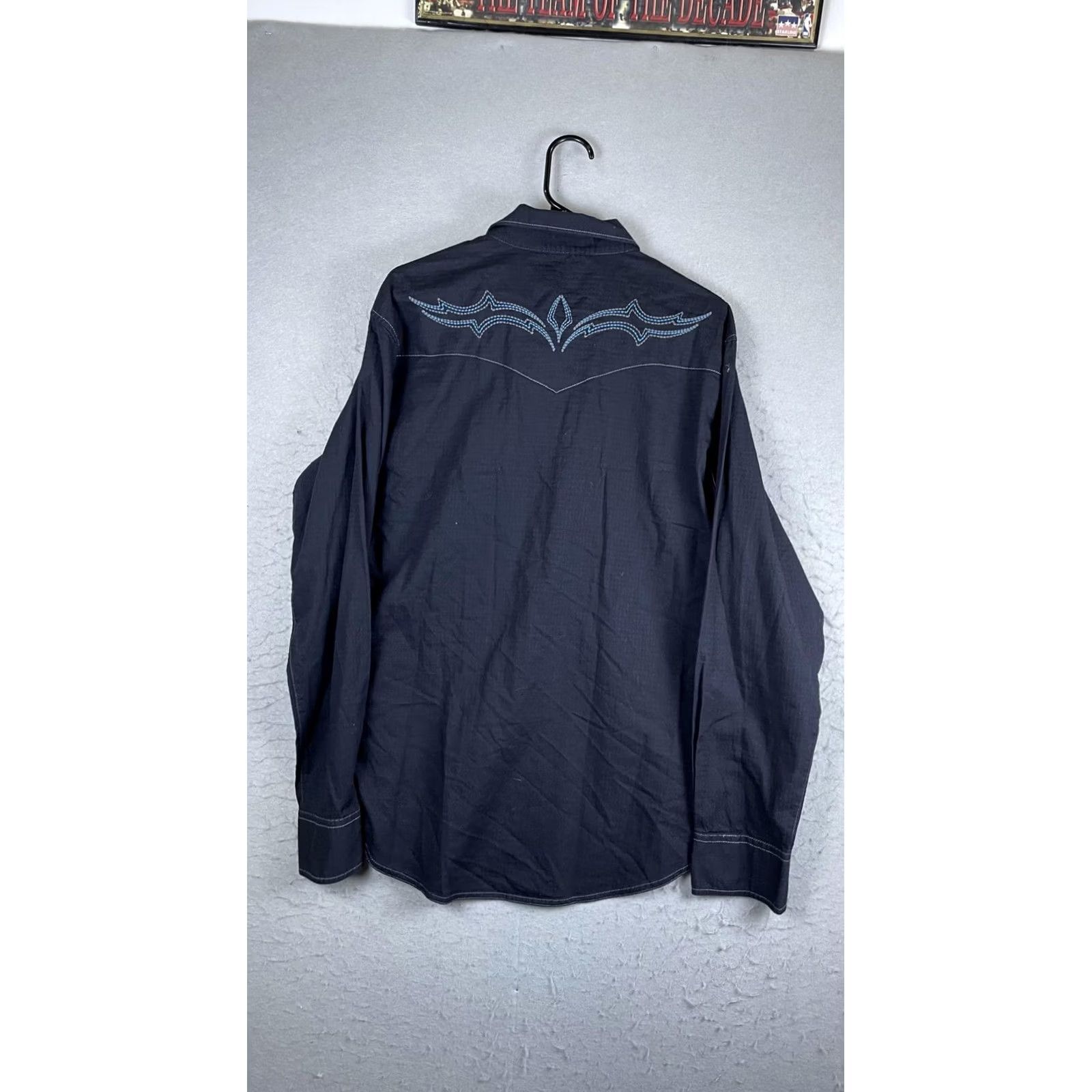 47 Rock 47 by Wrangler Shirt Mens XL Black Embroidered Long Sleeve Snap Western Size US XL / EU 56 / 4 - 6 Thumbnail