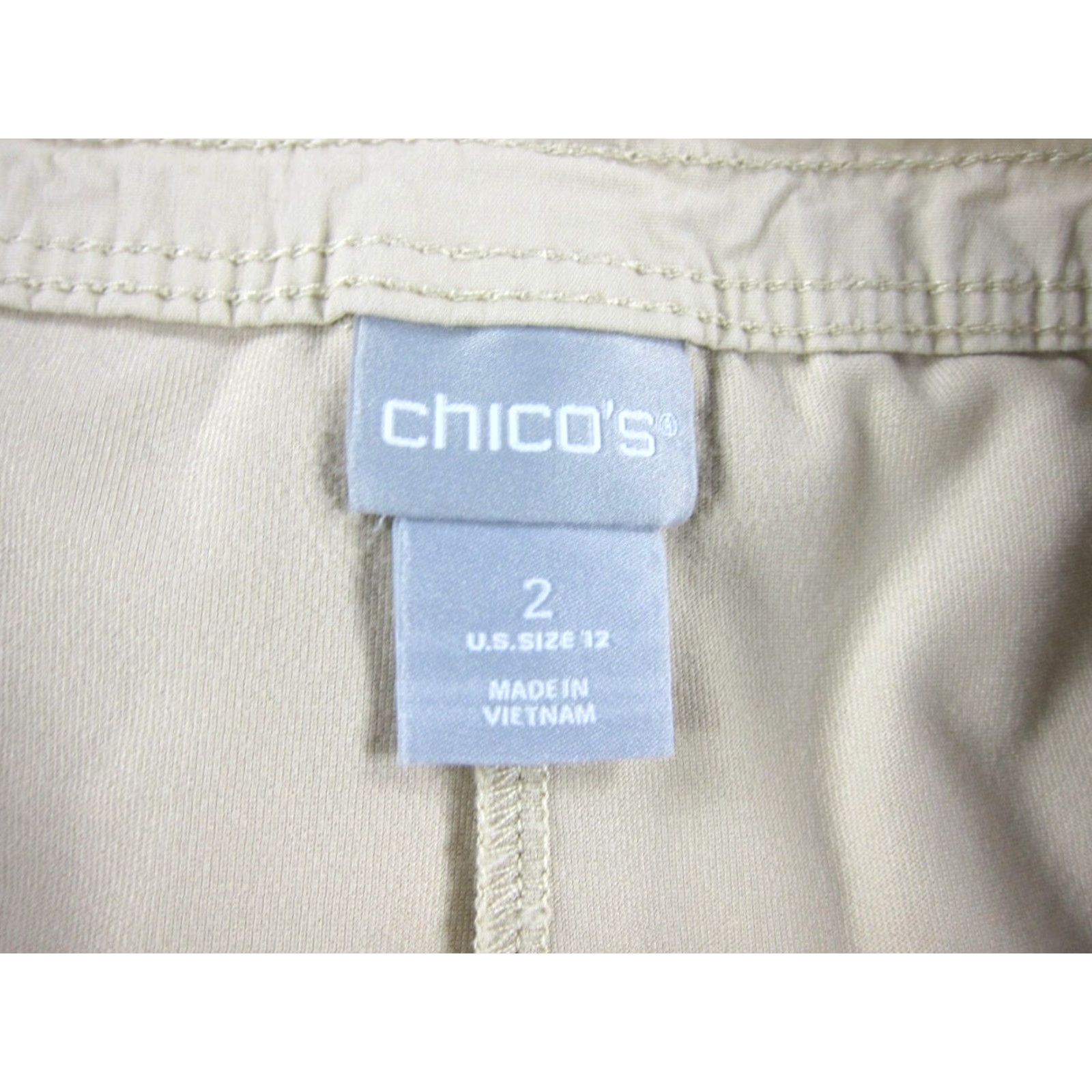 Vintage Chico's Tan Brown Cotton Stretch Built In Shorts Pocket Skirt Skort Woman 12 - Chico's Size 34" / US 12 / IT 48 - 3 Thumbnail