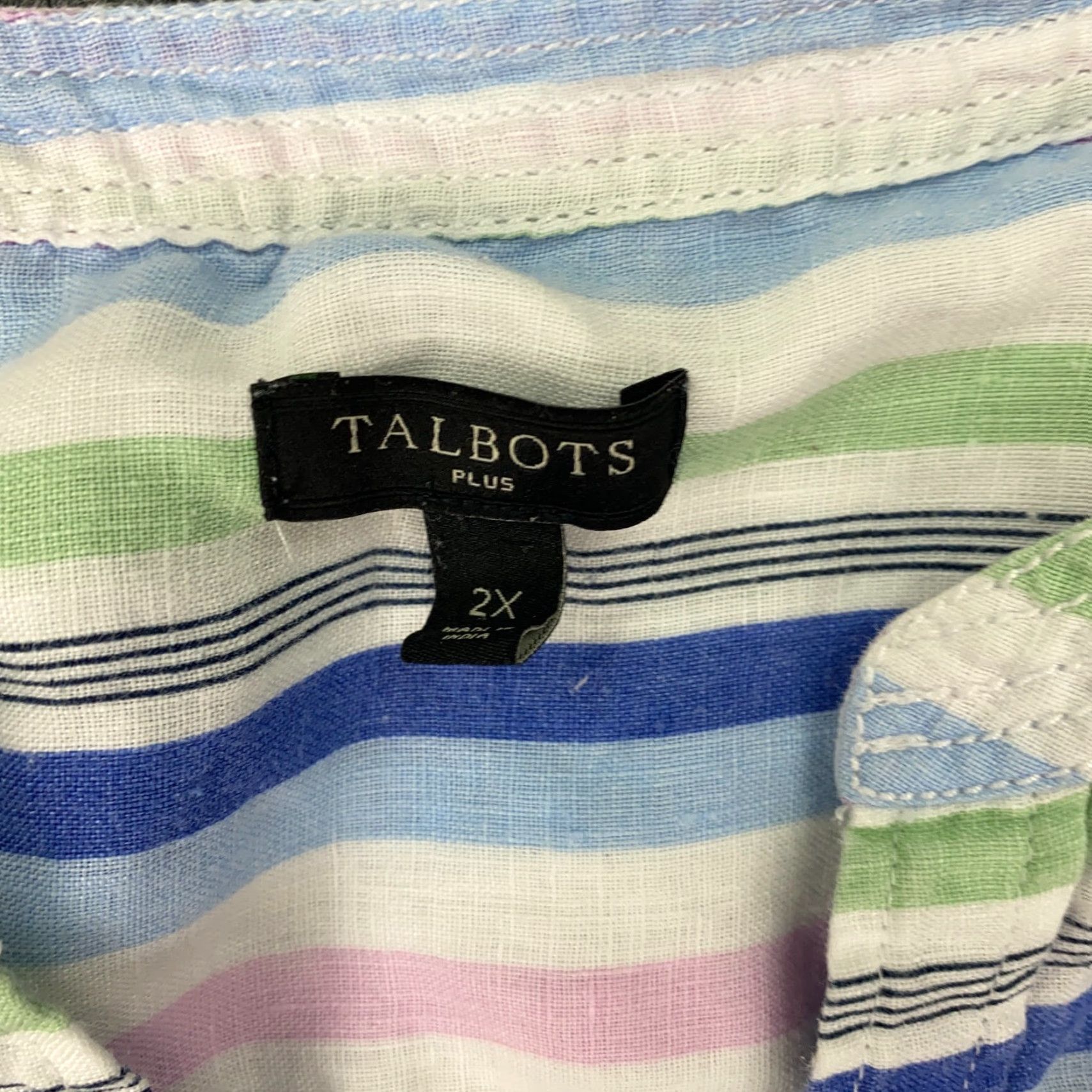 Talbots Talbots Linen Shirt Women 2X Pink Henley Striped Roll Tab 3/4 Sleeve Tunic Blouse | Plus Size | Linen Shirt Women Talbots Size XXL / US 16-18 / IT 52-54 - 5 Thumbnail