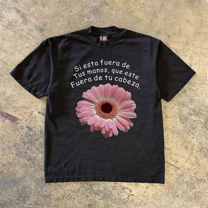 Japanese Brand Black washed vintage floral print cotton t-shirt Size US M / EU 48-50 / 2 - 1 Thumbnail