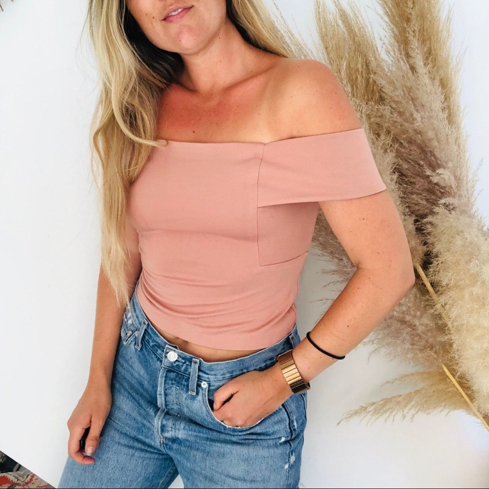 Anthropologie ANTHROPOLOGIE DELETTA Blush Pink Ponte Crop Top Blouse Shirt Size S / US 4 / IT 40 - 1 Thumbnail
