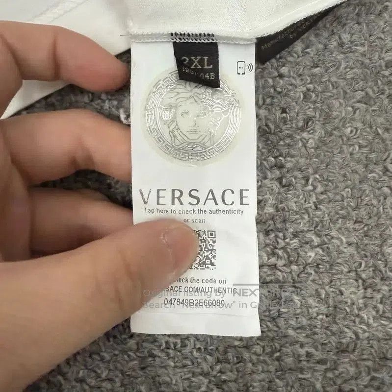 Versace Versace White Cotton Men's T-Shirt with Logo . Size US XXL / EU 58 / 5 - 4 Thumbnail