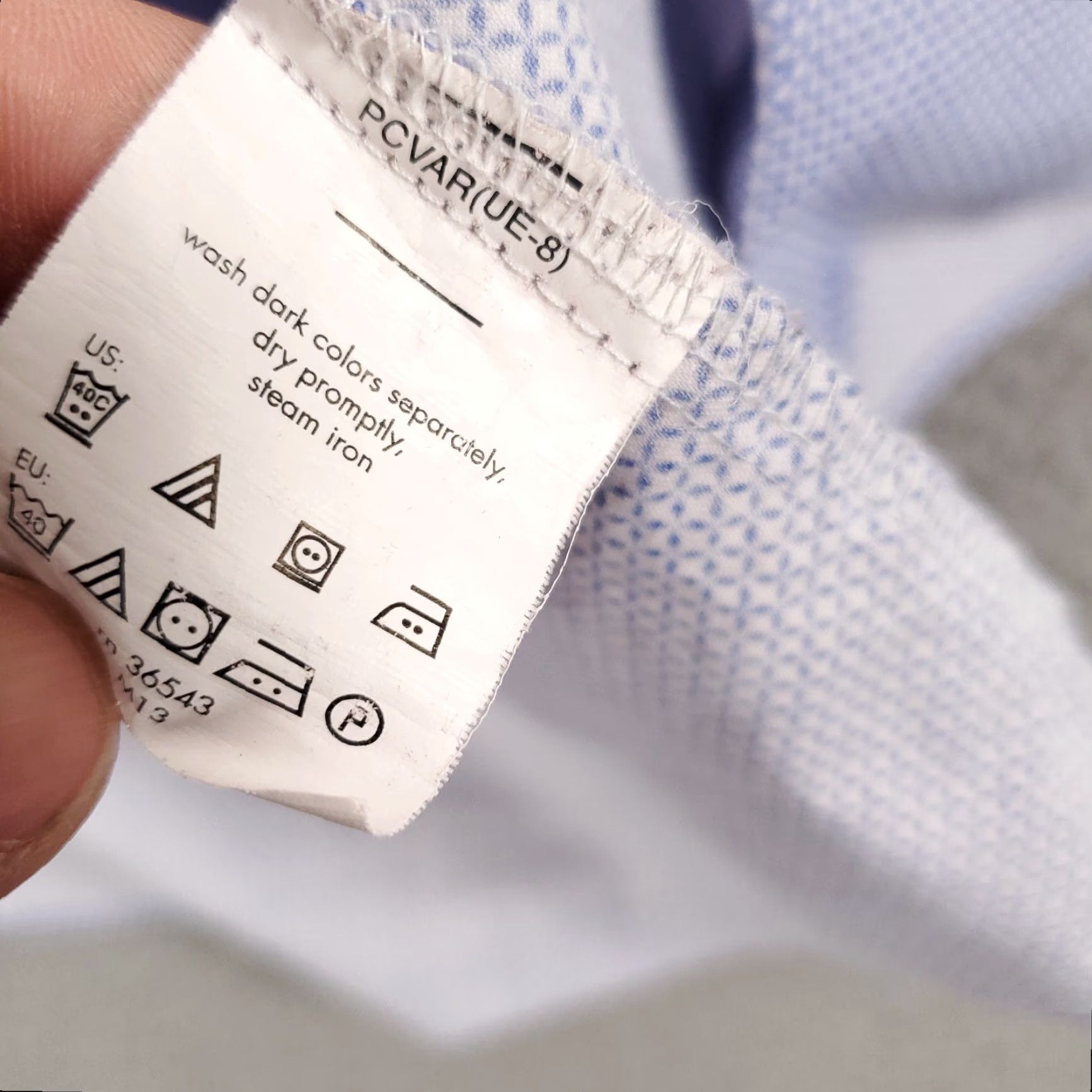 Van Heusen Van Huesen Flex Shirt Men 18 Button-Up Geometric Diamonds Blue Regular Size US XXL / EU 58 / 5 - 7 Thumbnail