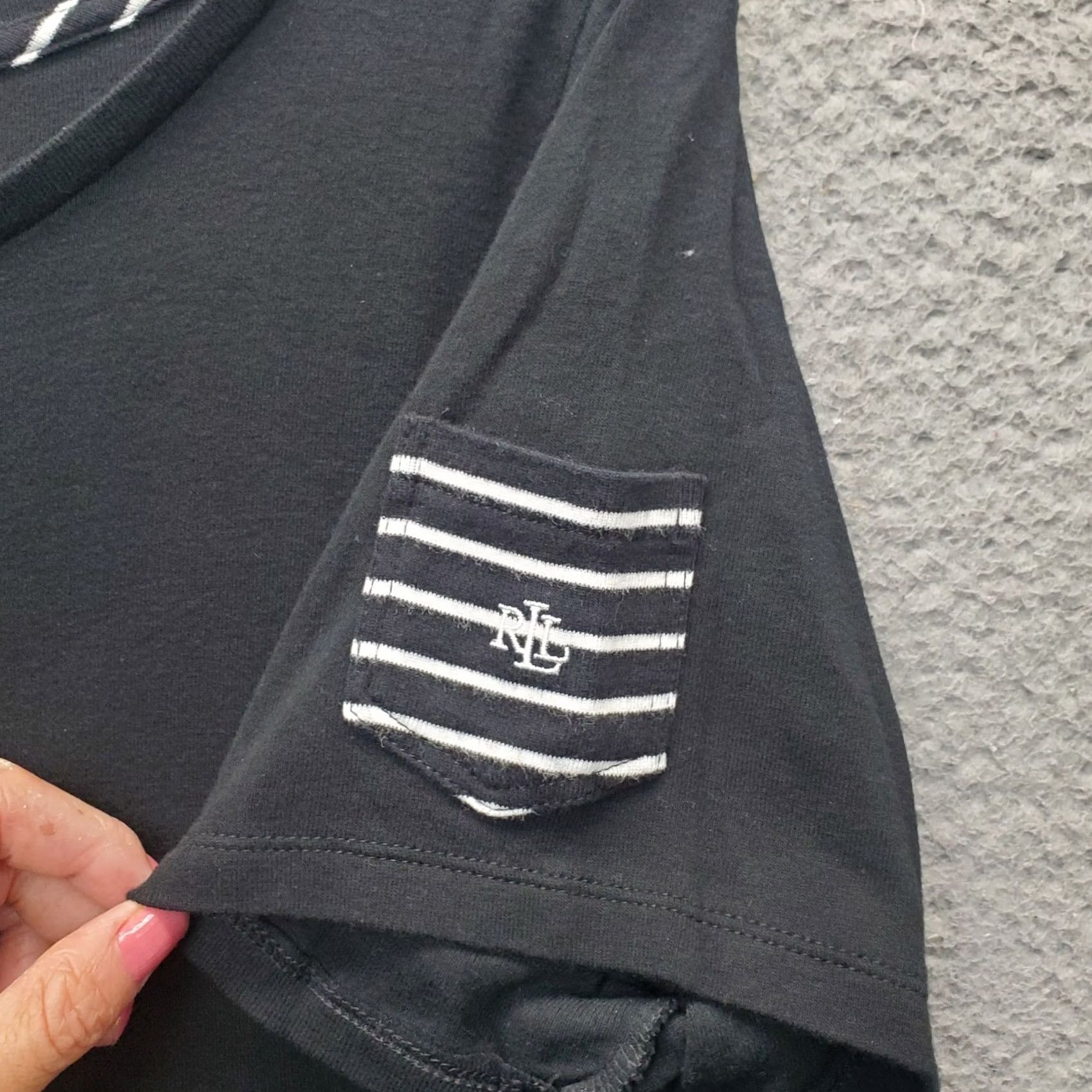 Ralph Lauren Lauren Ralph Lauren T Shirt Women 1X Black Pocket Sleeve Boat Neck Casual Slit Easy Care Cotton 100% Shirts Mens Womens Girls Boys Size XL / US 12-14 / IT 48-50 - 6 Thumbnail