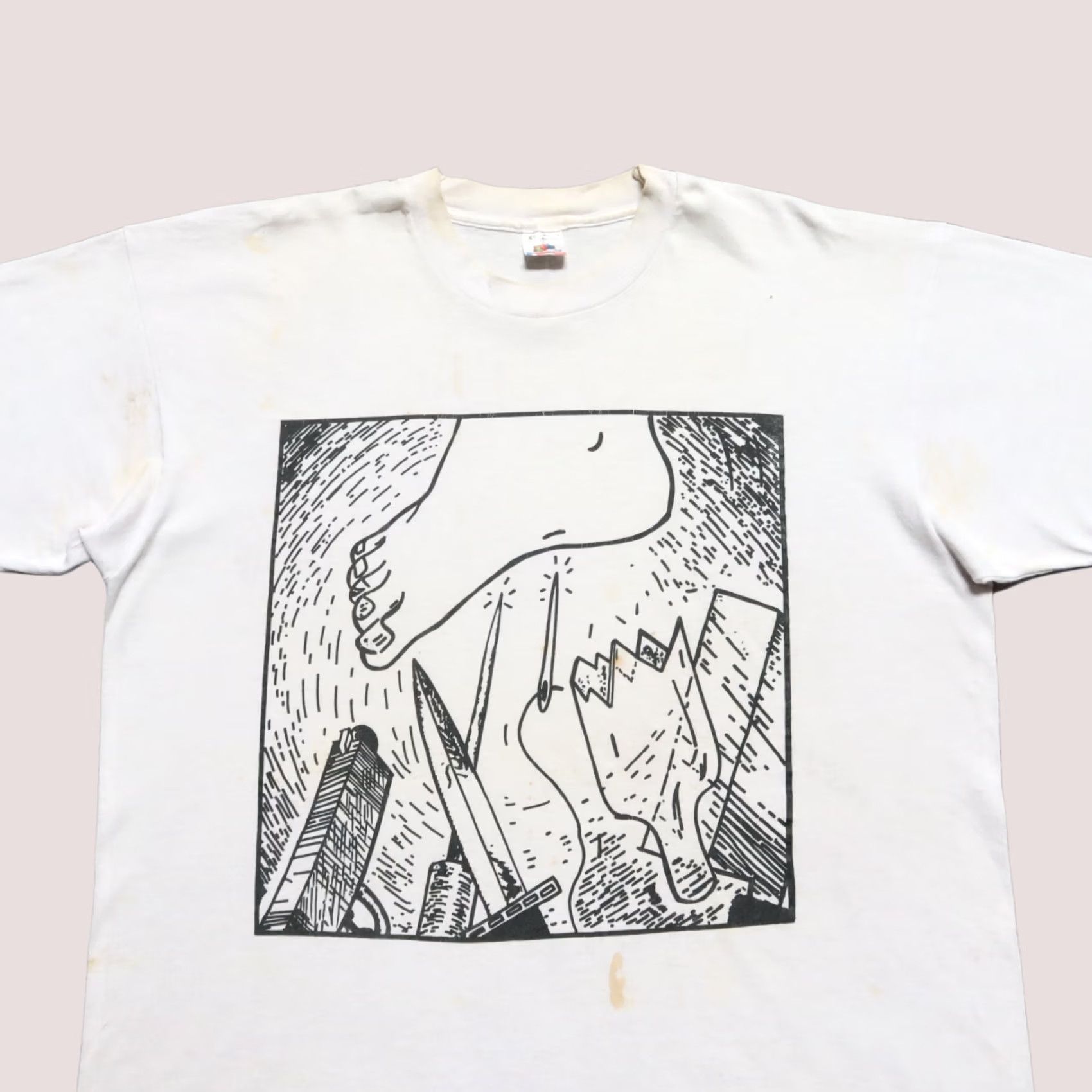 Fruit Of The Loom Vintage Talking Heads David Byrne Tour Shirt XL White Mens T-Shirt 90s Rare Vintage Shirt Size US XL / EU 56 / 4 - 1 Thumbnail