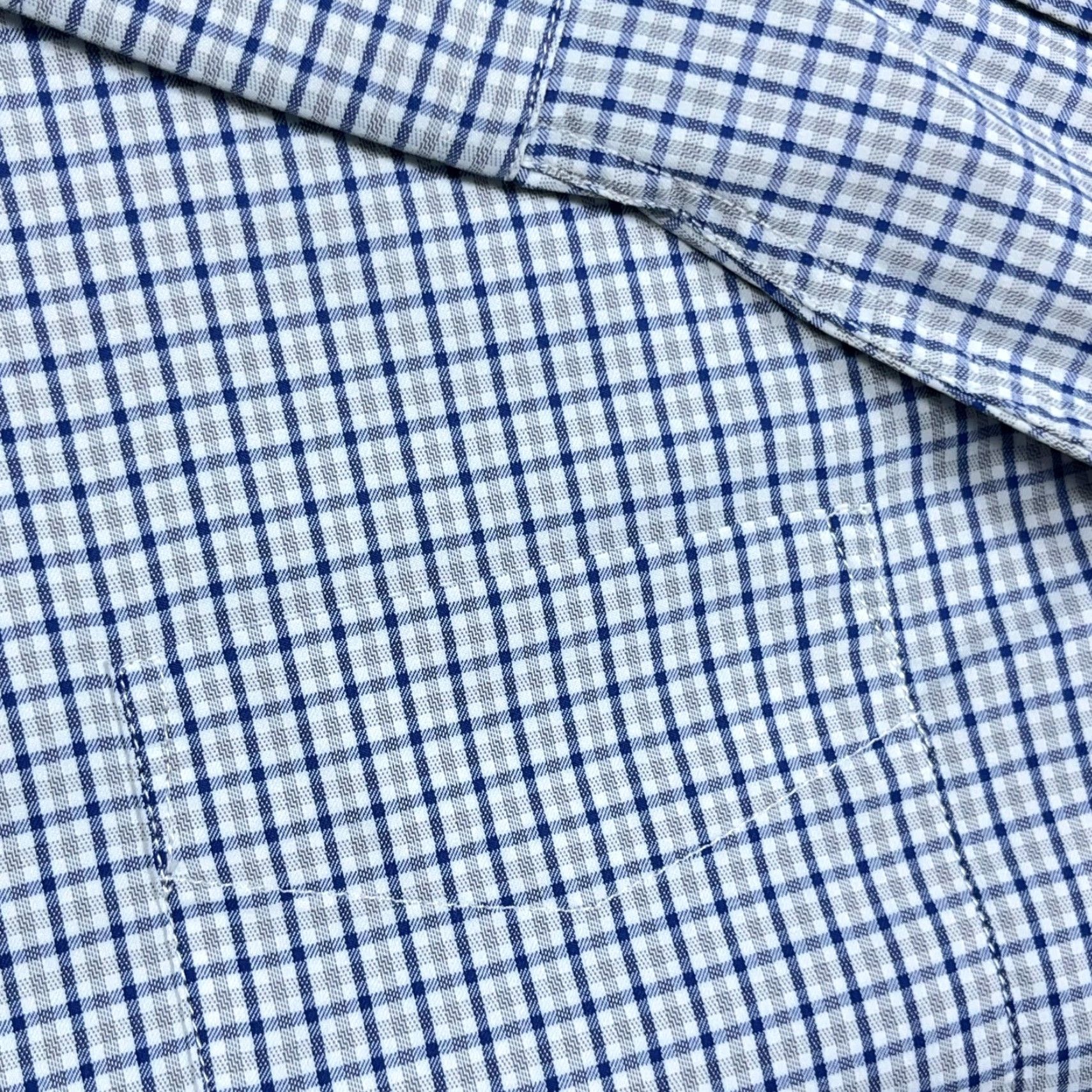 UNTUCKit UNTUCKit Shirt Men Large Blue Gray Plaid Button Nylon Performance Stretch Dress Size 42R - 4 Thumbnail