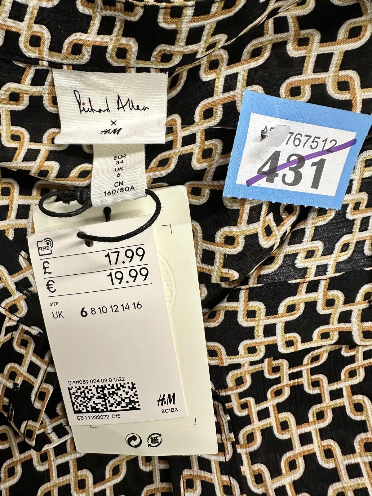H&M H&M Long Sleeve Patterned Blouse Size XS / US 0-2 / IT 36-38 - 4 Thumbnail